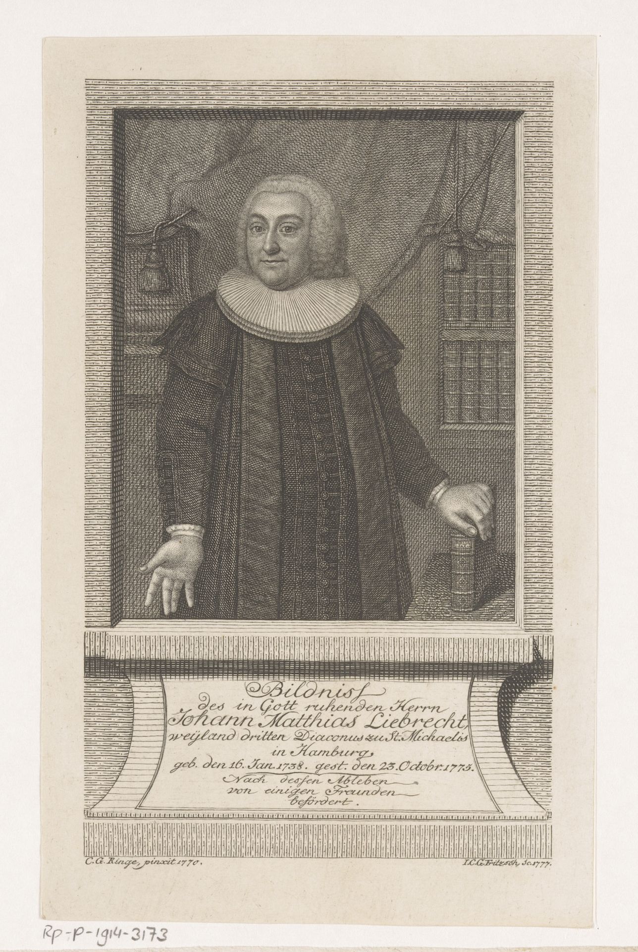 Portret van Johann Matthias Liebrecht by Johann Christian Gottfried Fritzsch
