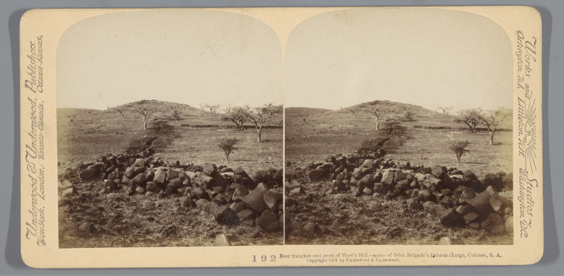 Loopgraaf bij Colenso uit de Tweede Boerenoorlog in Zuid-Afrika by Underwood & Underwood