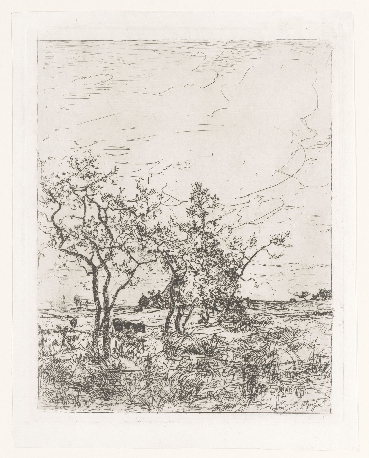 Landschap met koeien en een boerderij by Hippolyte Emmanuel Boulenger