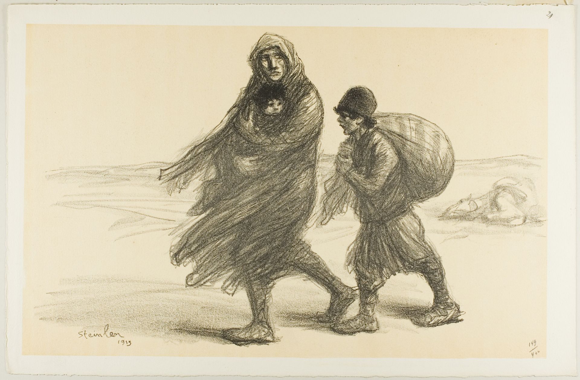 Serbian Exodus, plate twenty-one from Actualités by Théophile Alexandre Steinlen