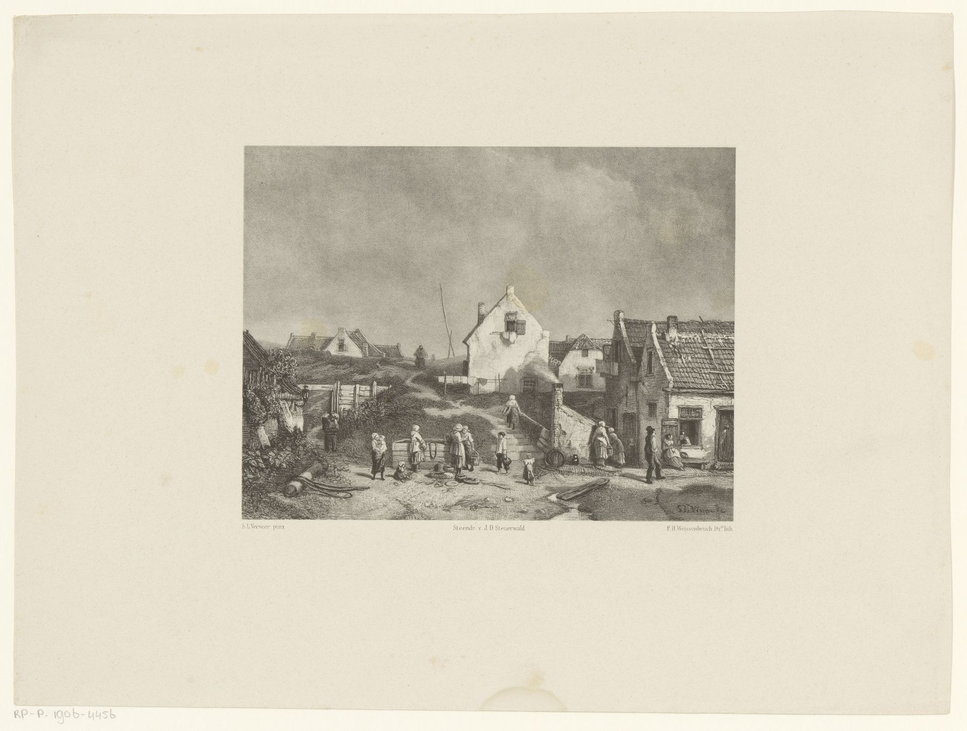 Gezicht op een vissersdorp by Frederik Hendrik Weissenbruch