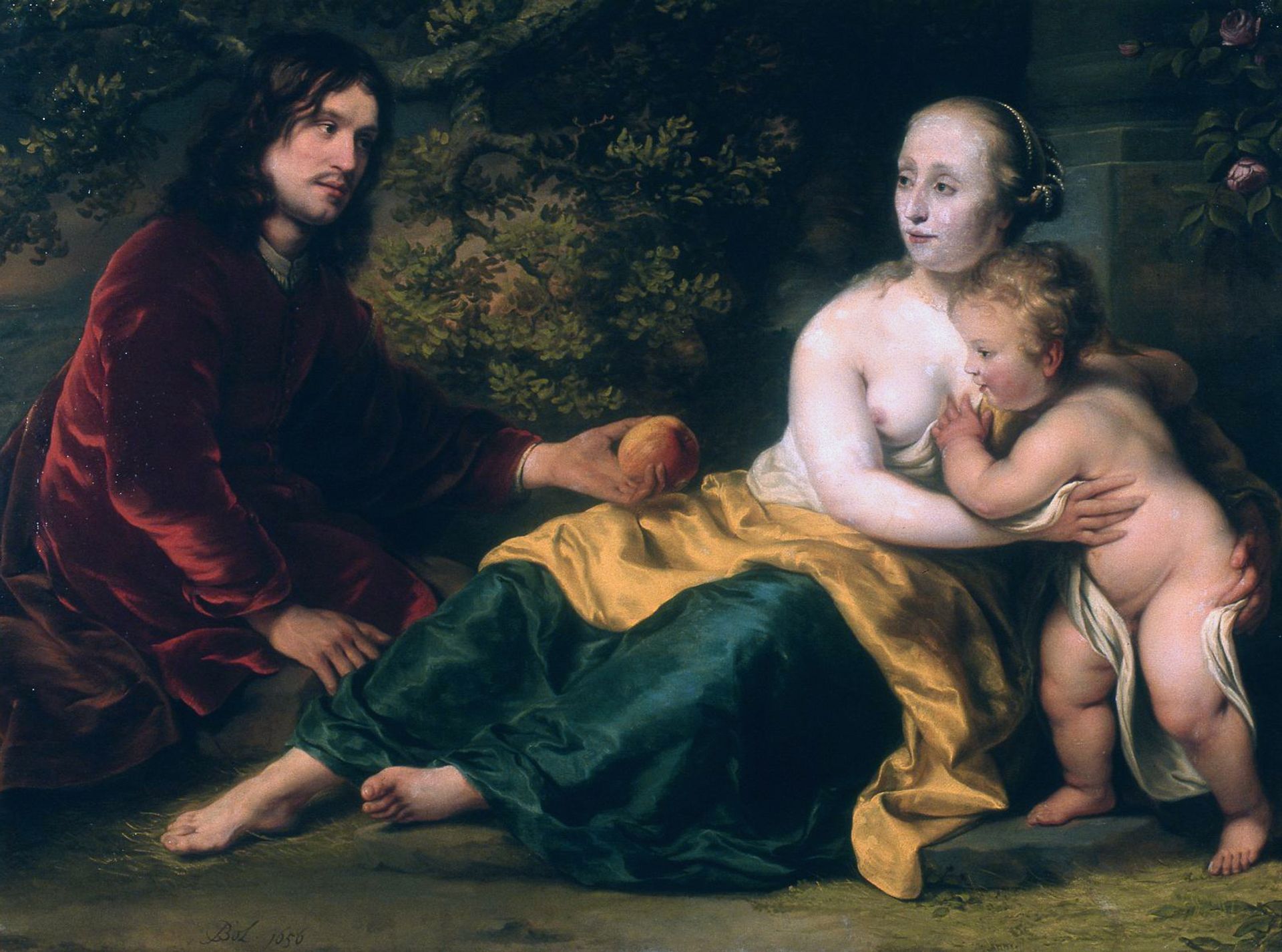 Portrait of Wigbold Slicher and Elisabeth Spiegel as Paris Handing Venus the Appel by Ferdinand Bol