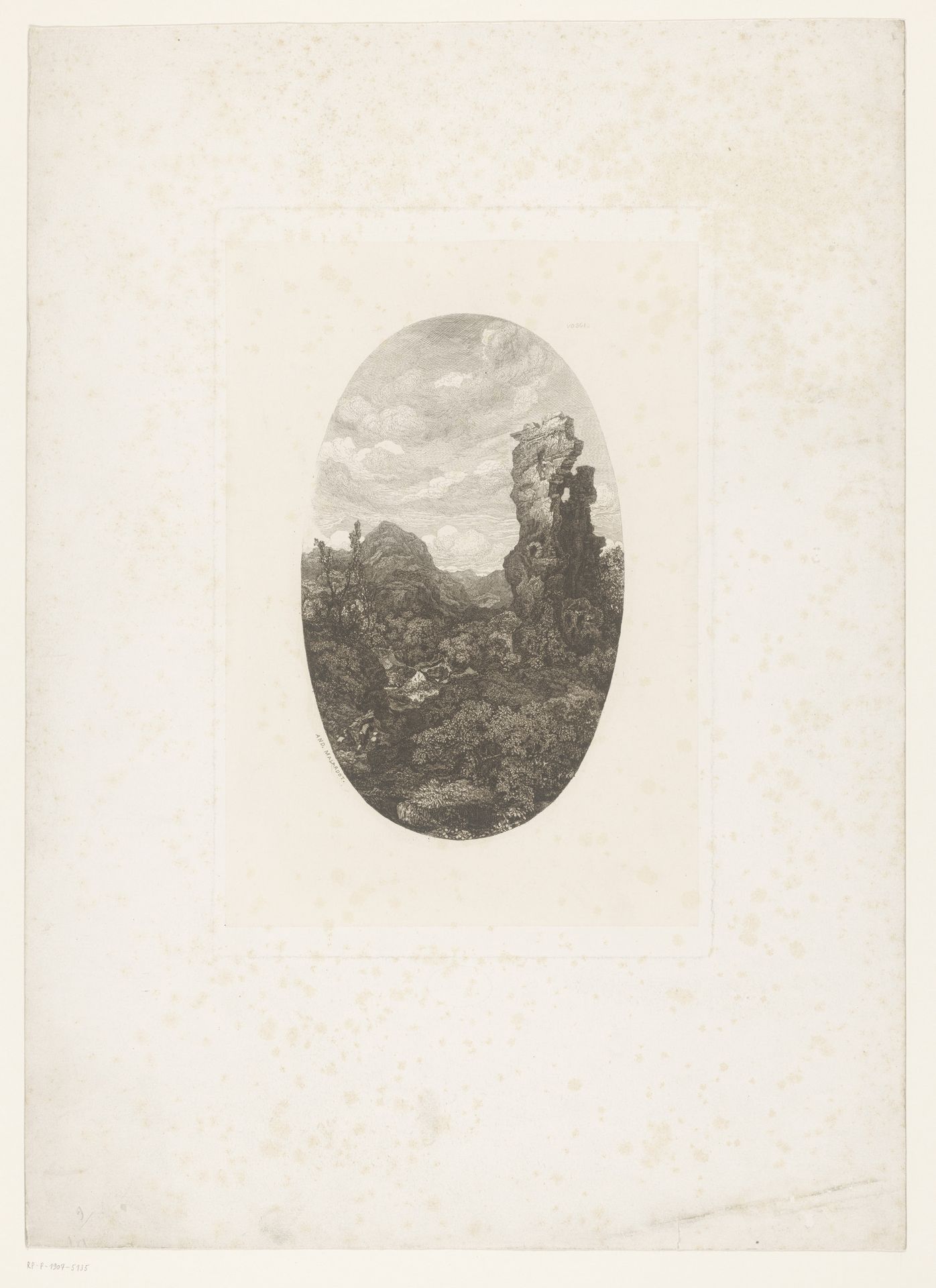 Berglandschap by Charles-André Malardot