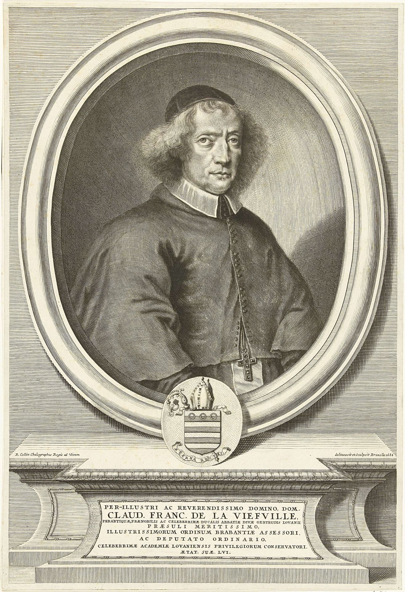 Portret van abt Claude Francoise de la Viefville op 56-jarige leeftijd by Richard Collin