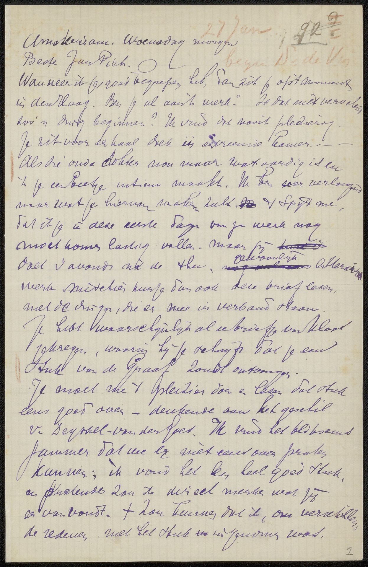 Brief aan Jan Veth by Antoon Derkinderen
