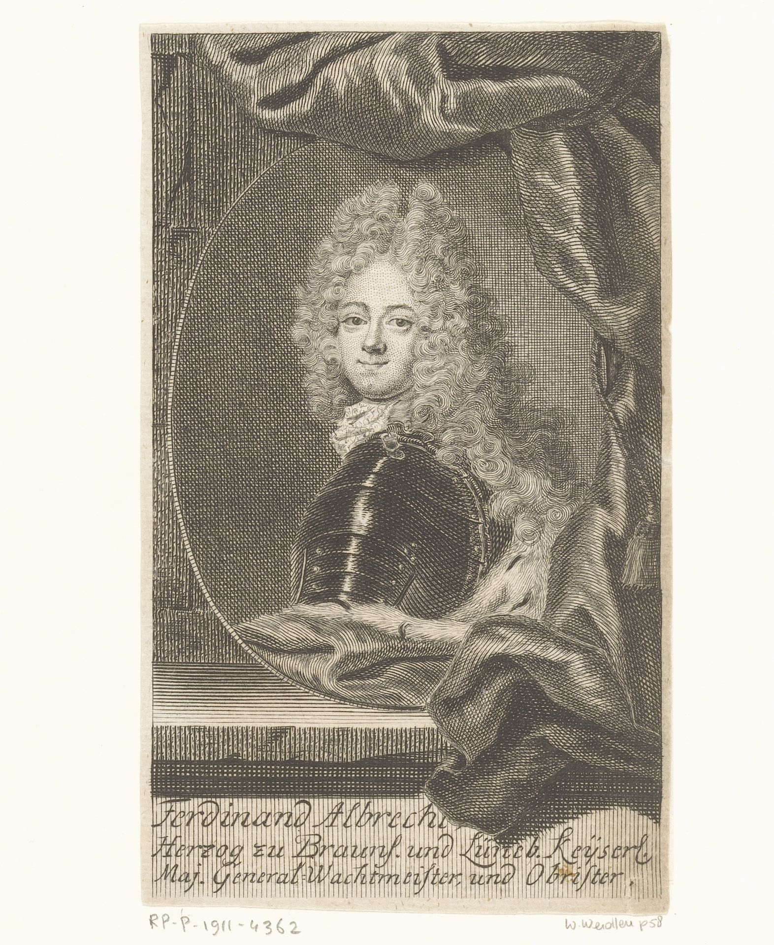 Portret van Ferdinand Albrecht II von Braunschweig-Wolfenbüttel by Martin Bernigeroth