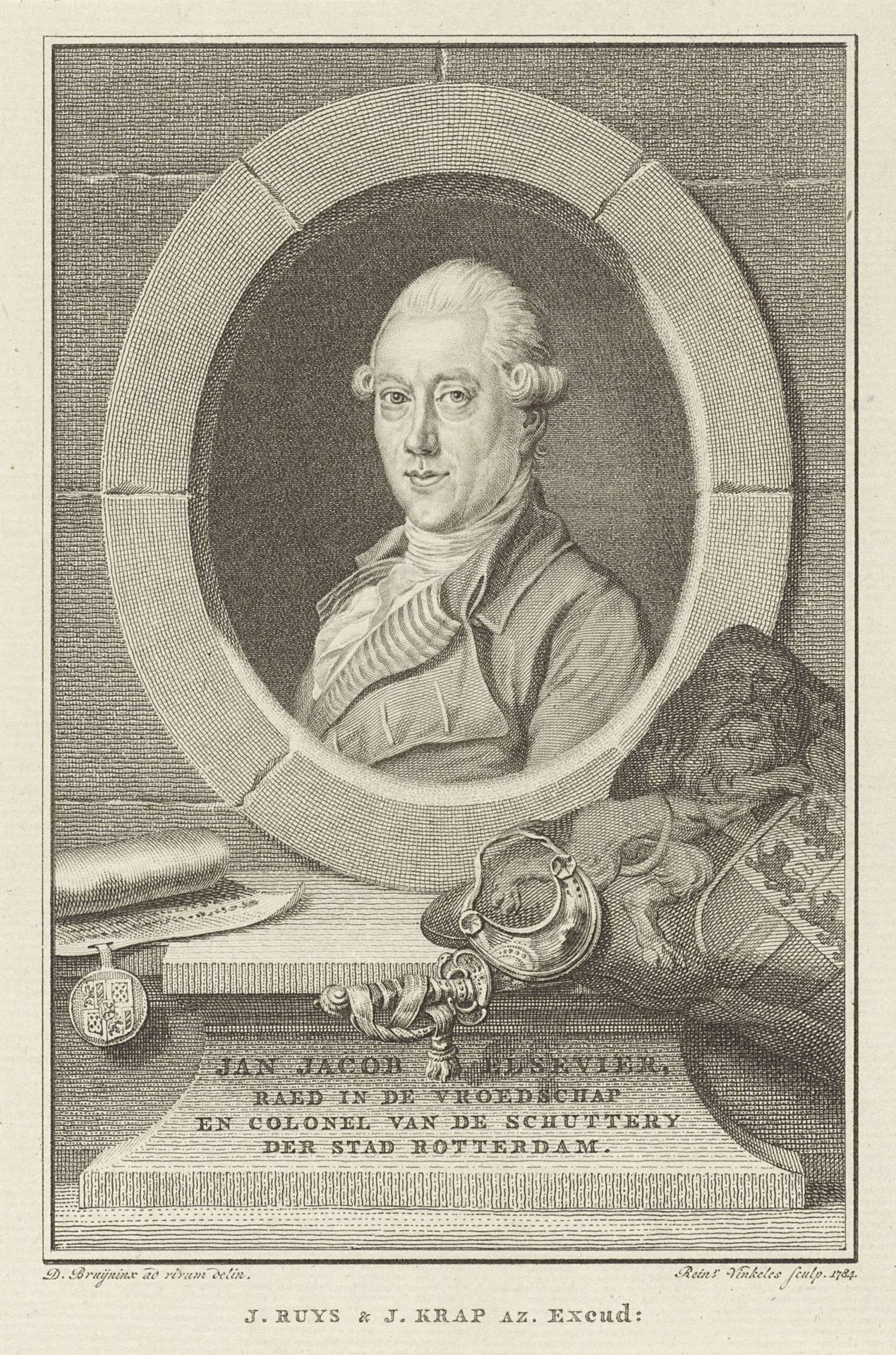 Portret van Jan Jacob Elsevier by Reinier Vinkeles