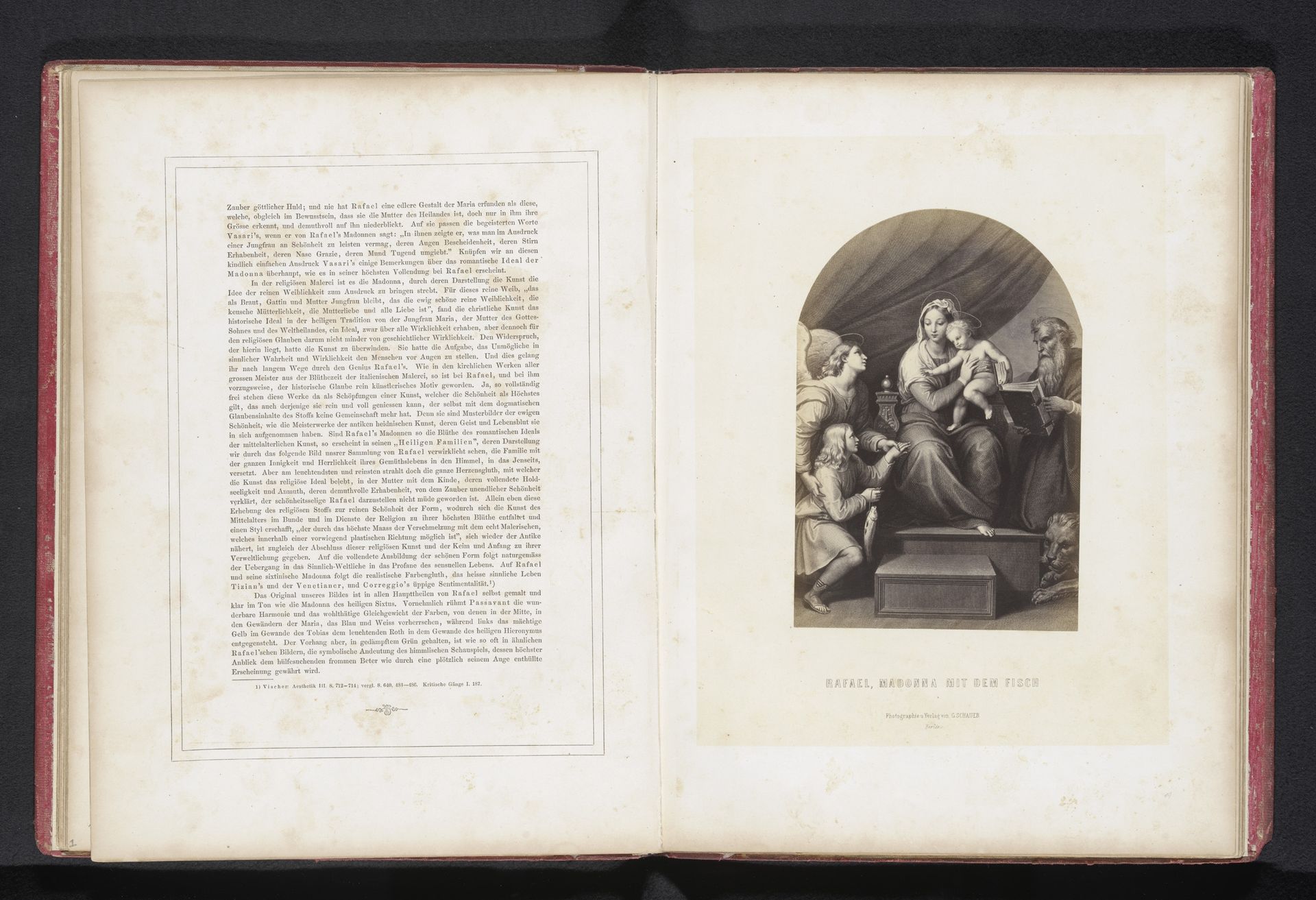 Fotoreproductie van een prent naar de Madonna del Pesce door Rafaël by Gustav Schauer