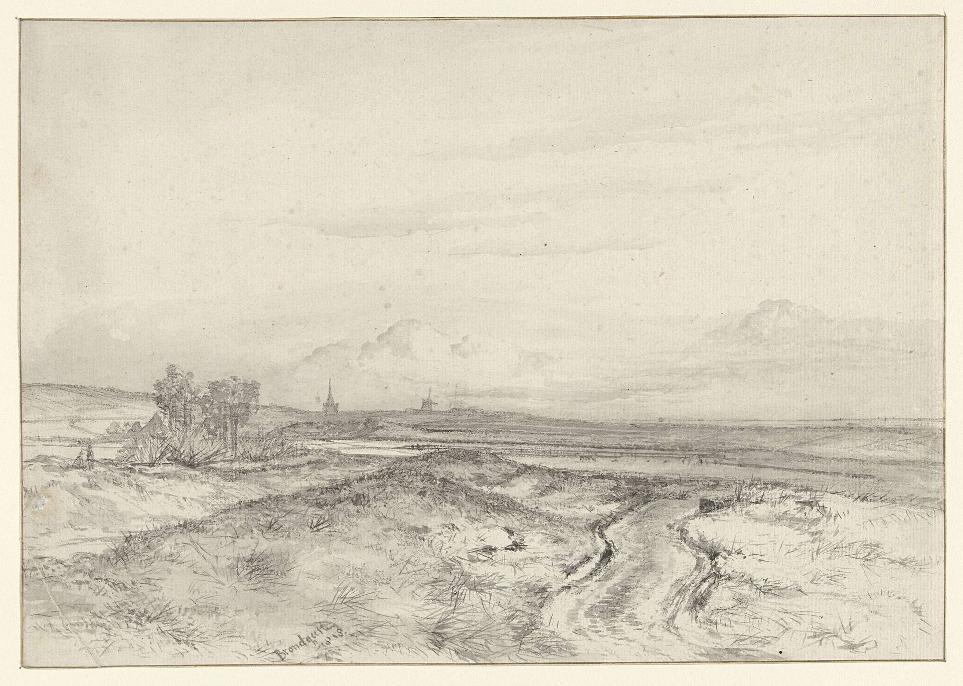Panorama van licht glooiend landschap by Albertus Brondgeest