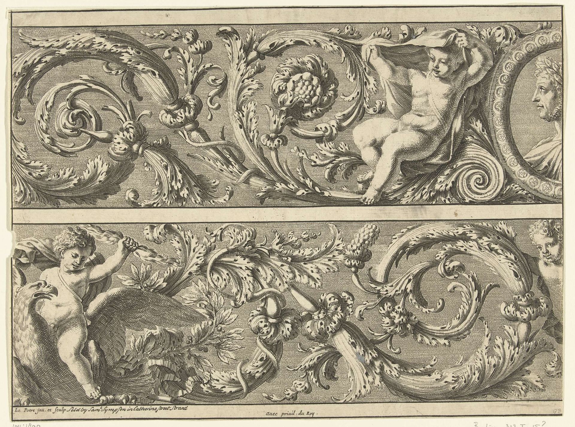 Twee friezen met acanthusranken by Jean Lepautre