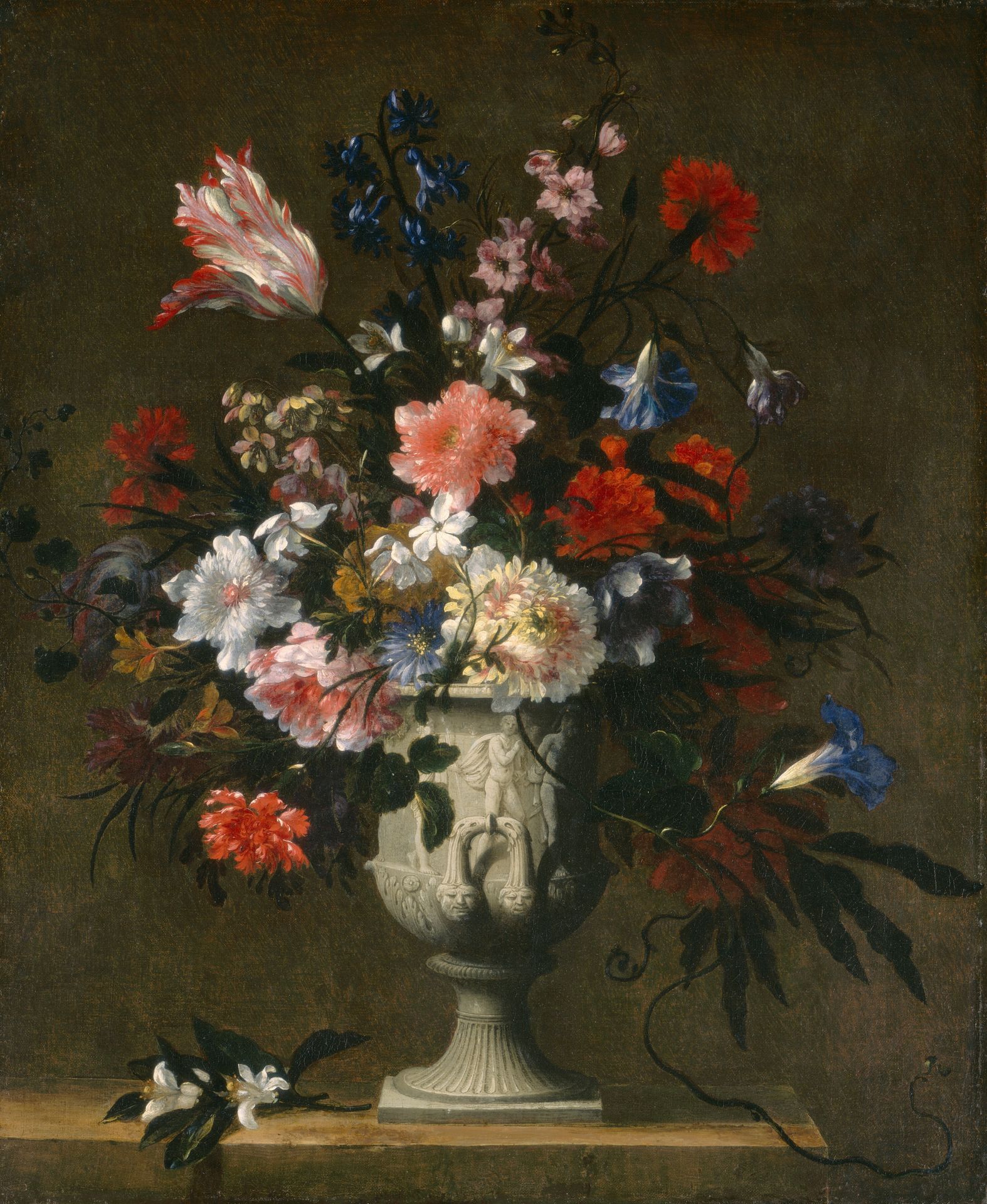 Flowers in a Classical Vase by Anonymous