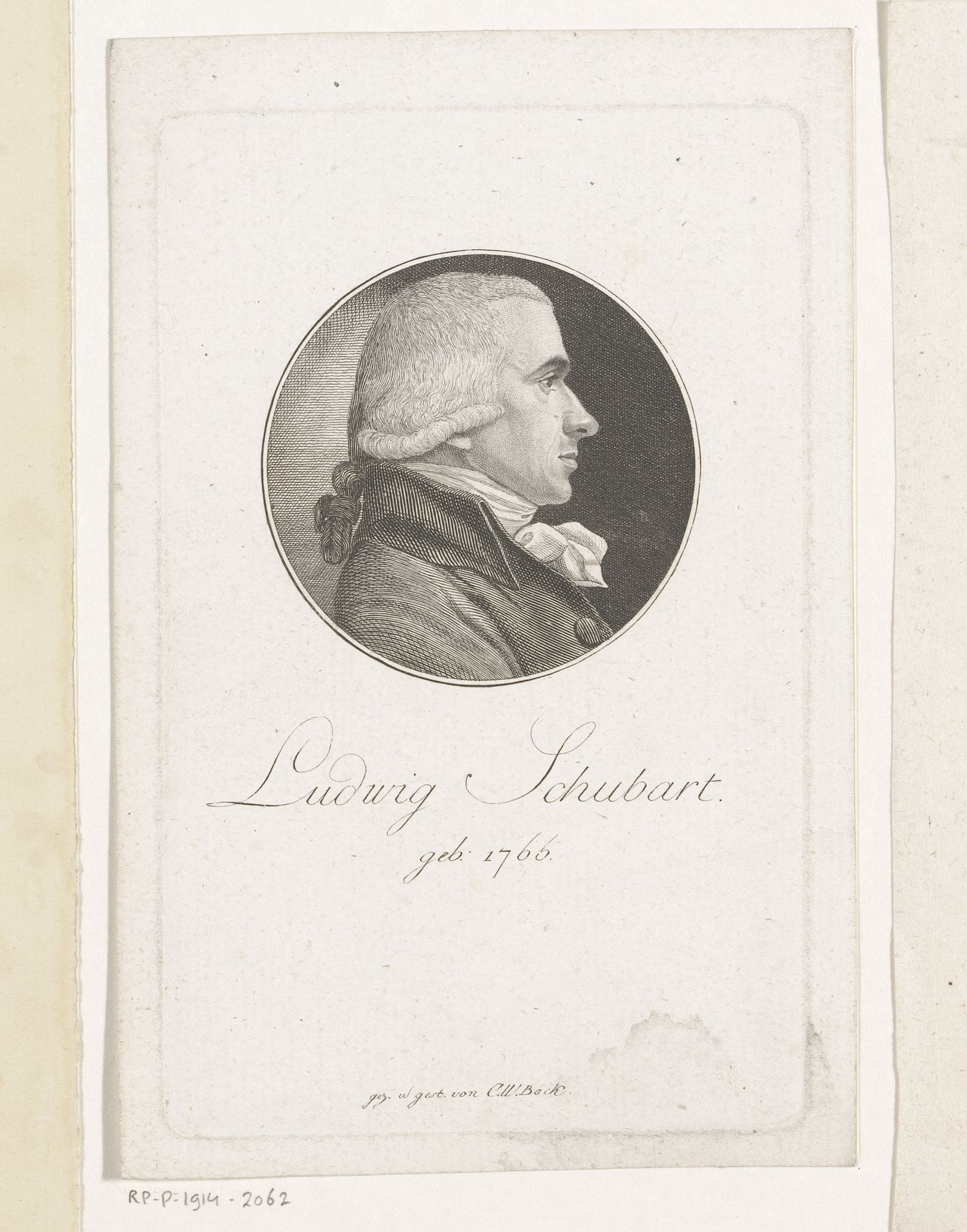 Portret van Ludwig Schubart by Christoph-Wilhelm Bock