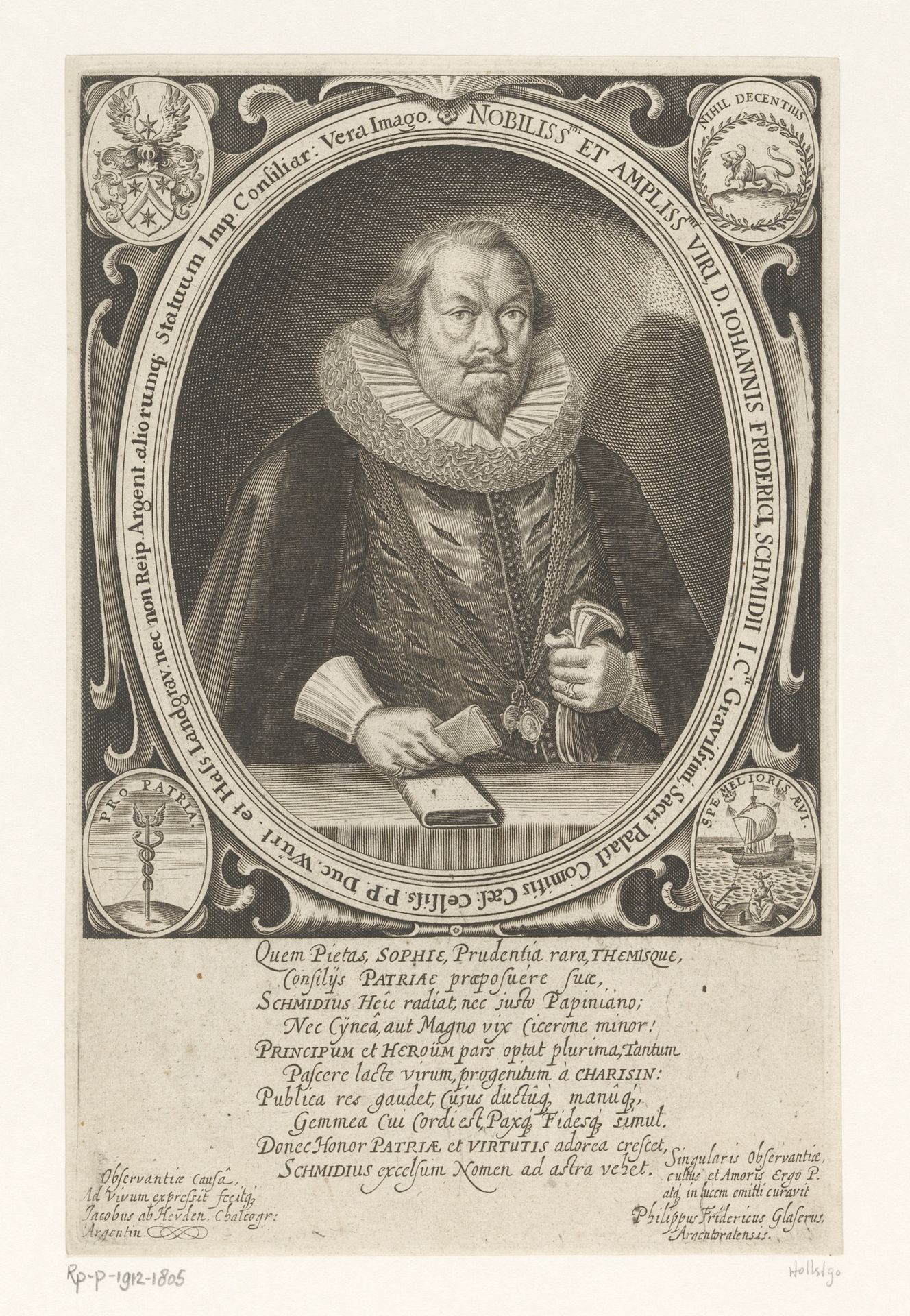 Portret van Johann Friedrich Schmid by Jacob van der Heyden