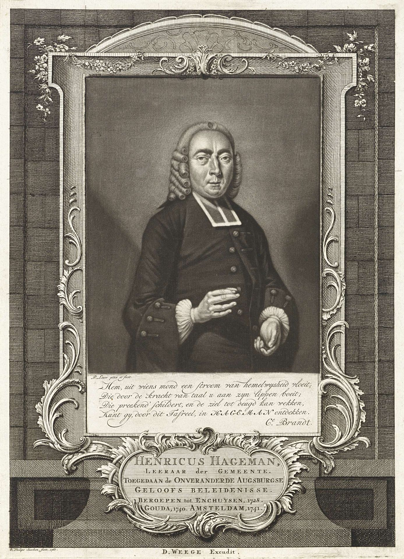 Portret van de predikant Henricus Hageman by Pieter Louw