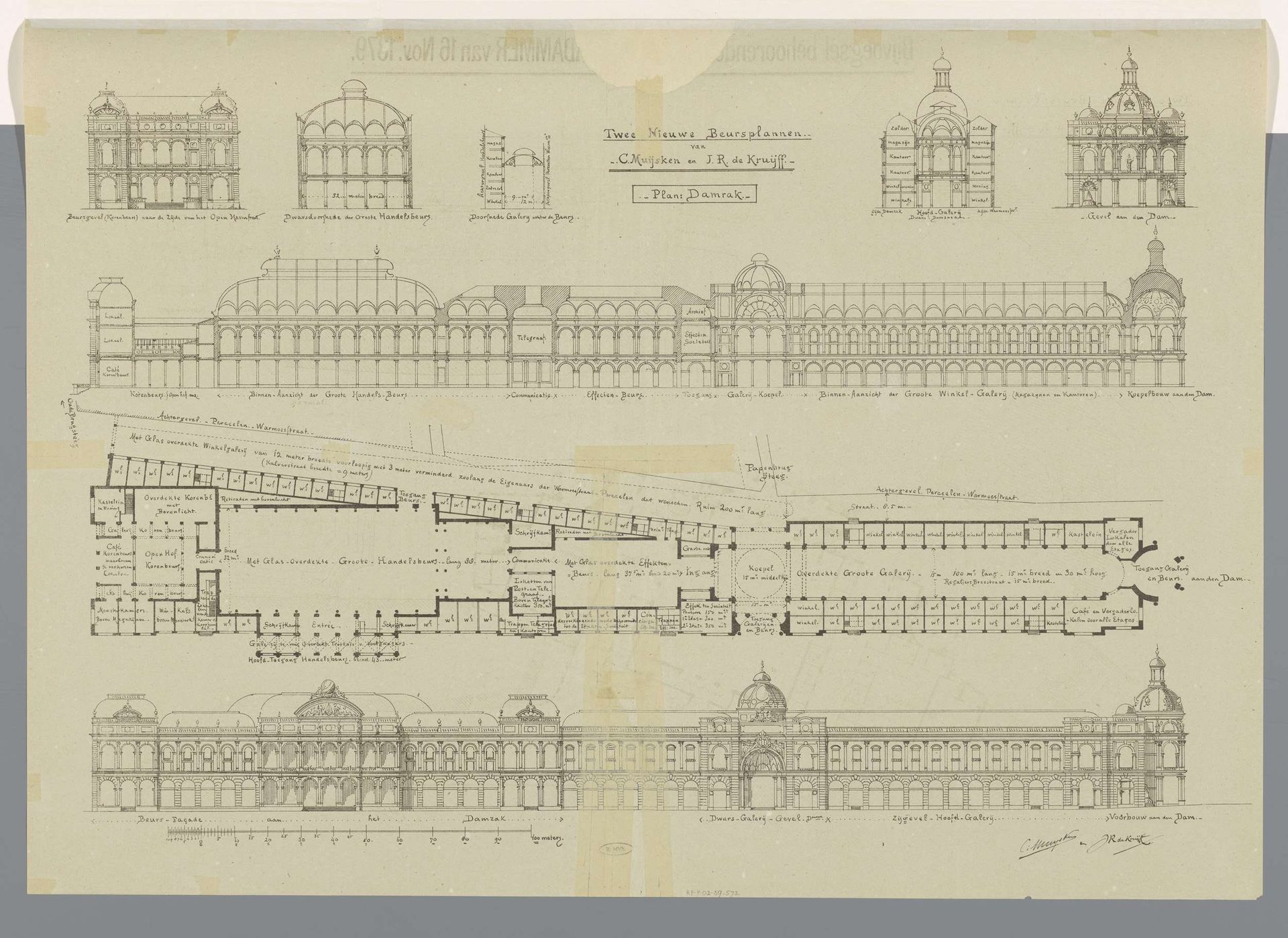 Plan voor een nieuw beursgebouw aan het Damrak, 1879 by Anonymous