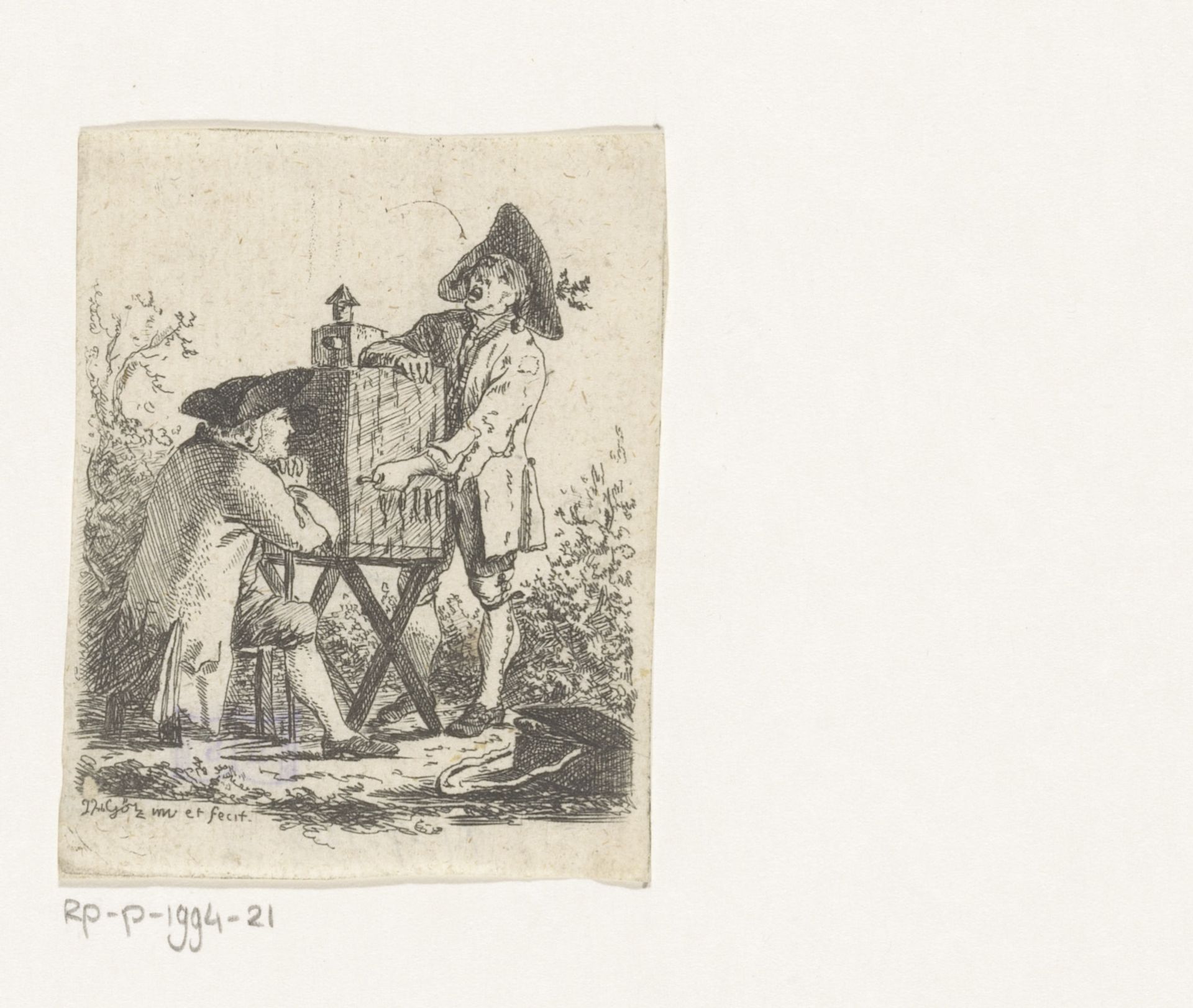Twee mannen bij een toverlantaarn by Joseph Franz Freiherr von Goez