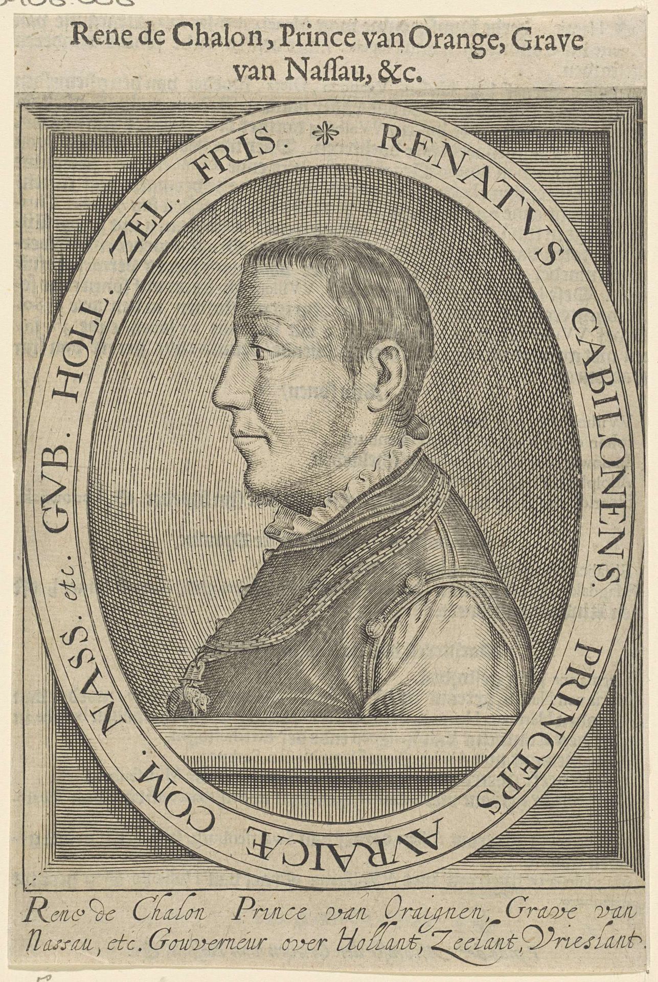 Portret van René van Châlon, prins van Oranje by Anonymous