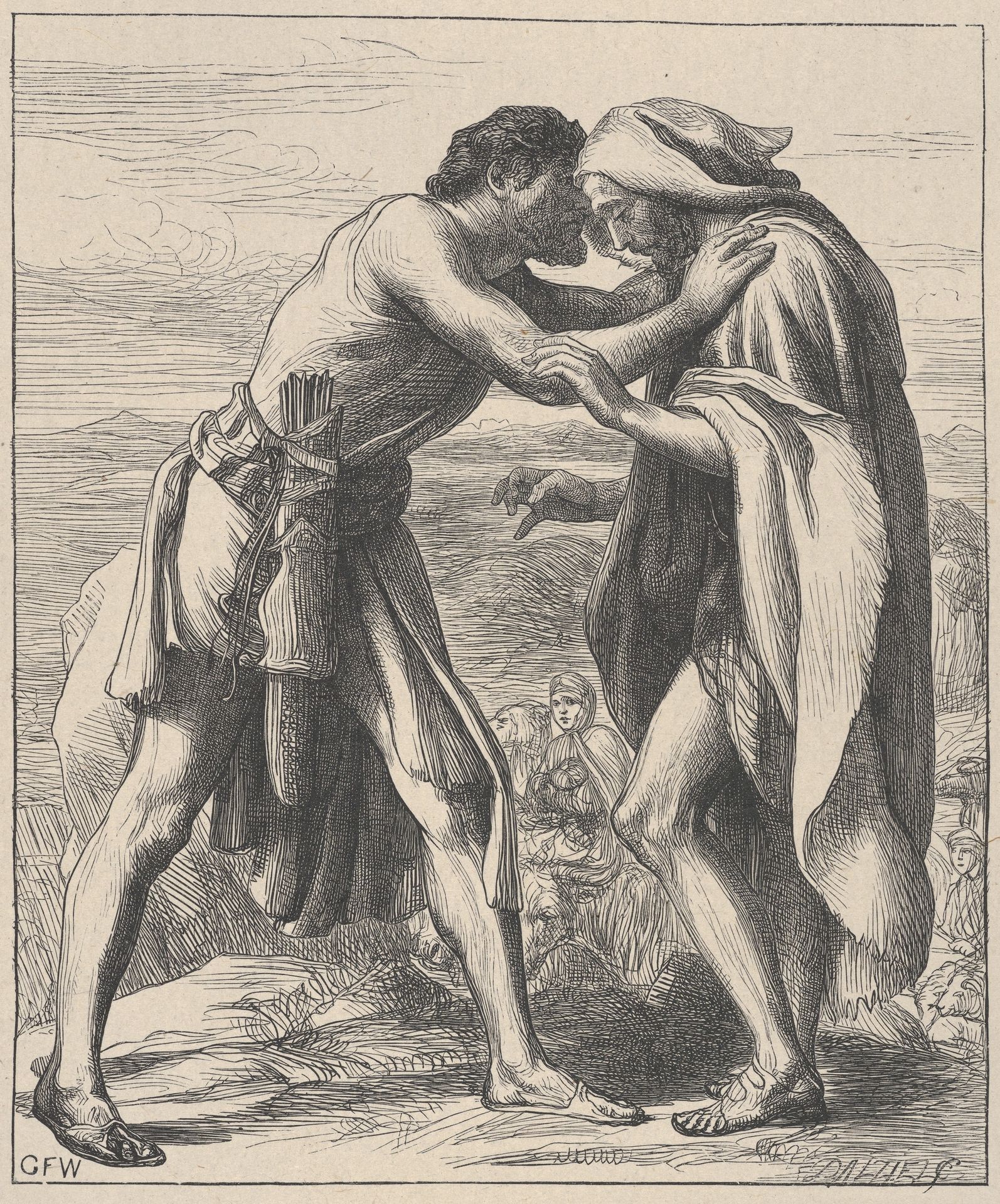 Esau Meeting Jacob, from "Dalziels' Bible Gallery" by George Frederic Watts