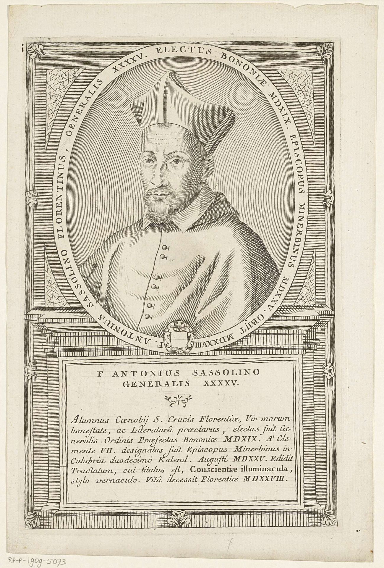 Portret van Antonio Sassolino, 45ste Minister Generaal van de franciscaner orde by Antonio Luciani