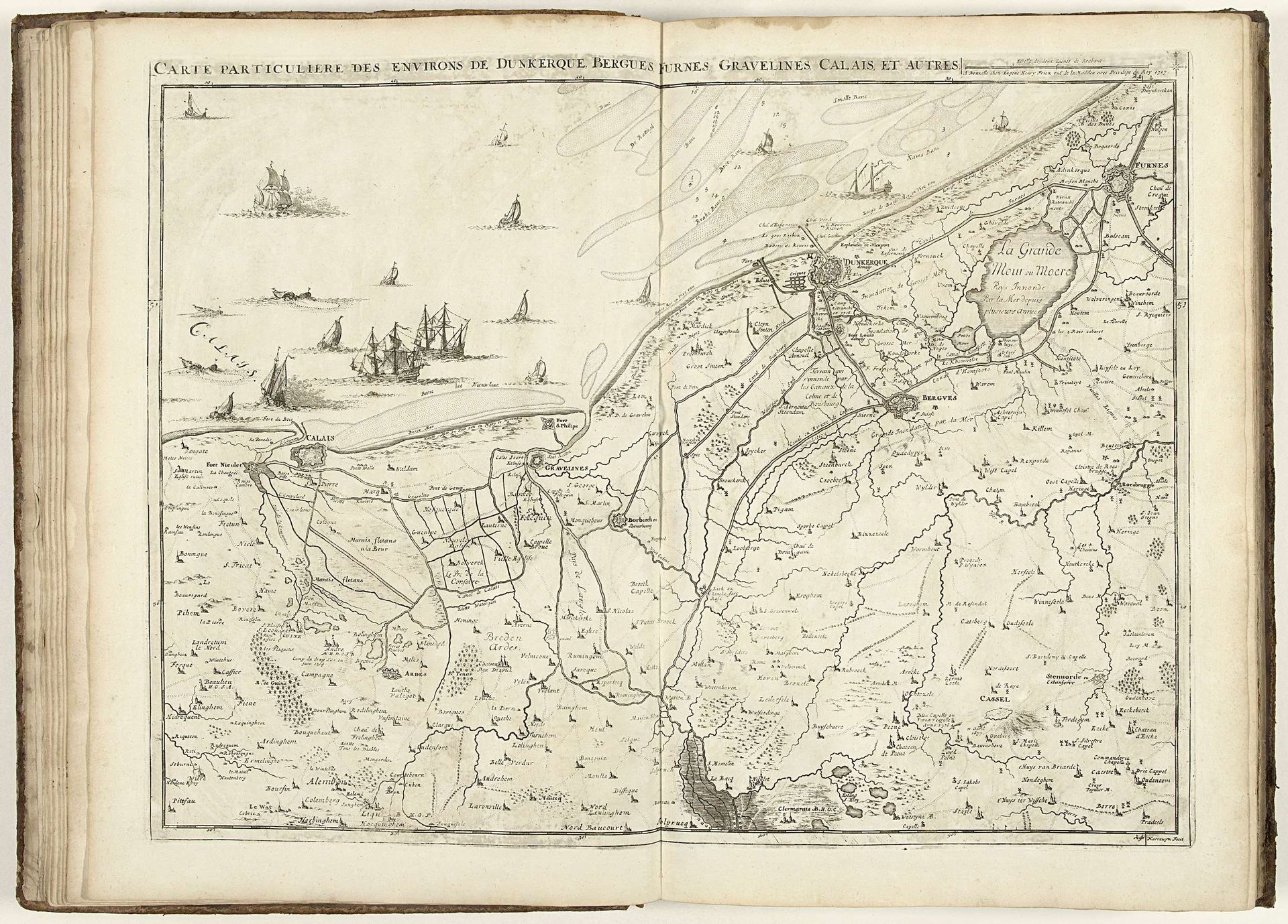 Kaart van de Noord-Franse kust, 1707 by Jacobus Harrewijn