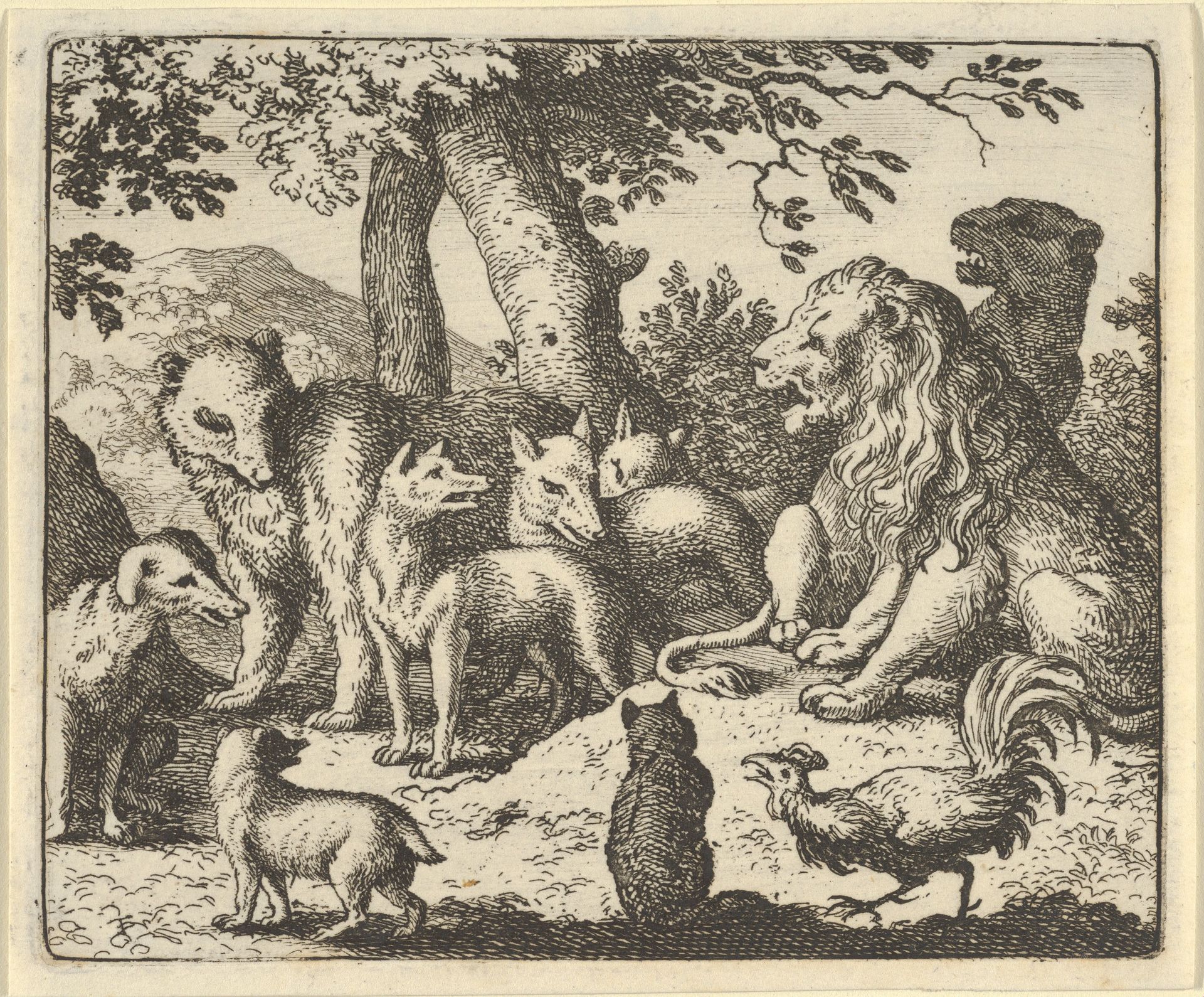 Renard Exonerates Himself of His Crimes Before the Lion from Hendrick van Alcmar's Renard The Fox by Allart van Everdingen