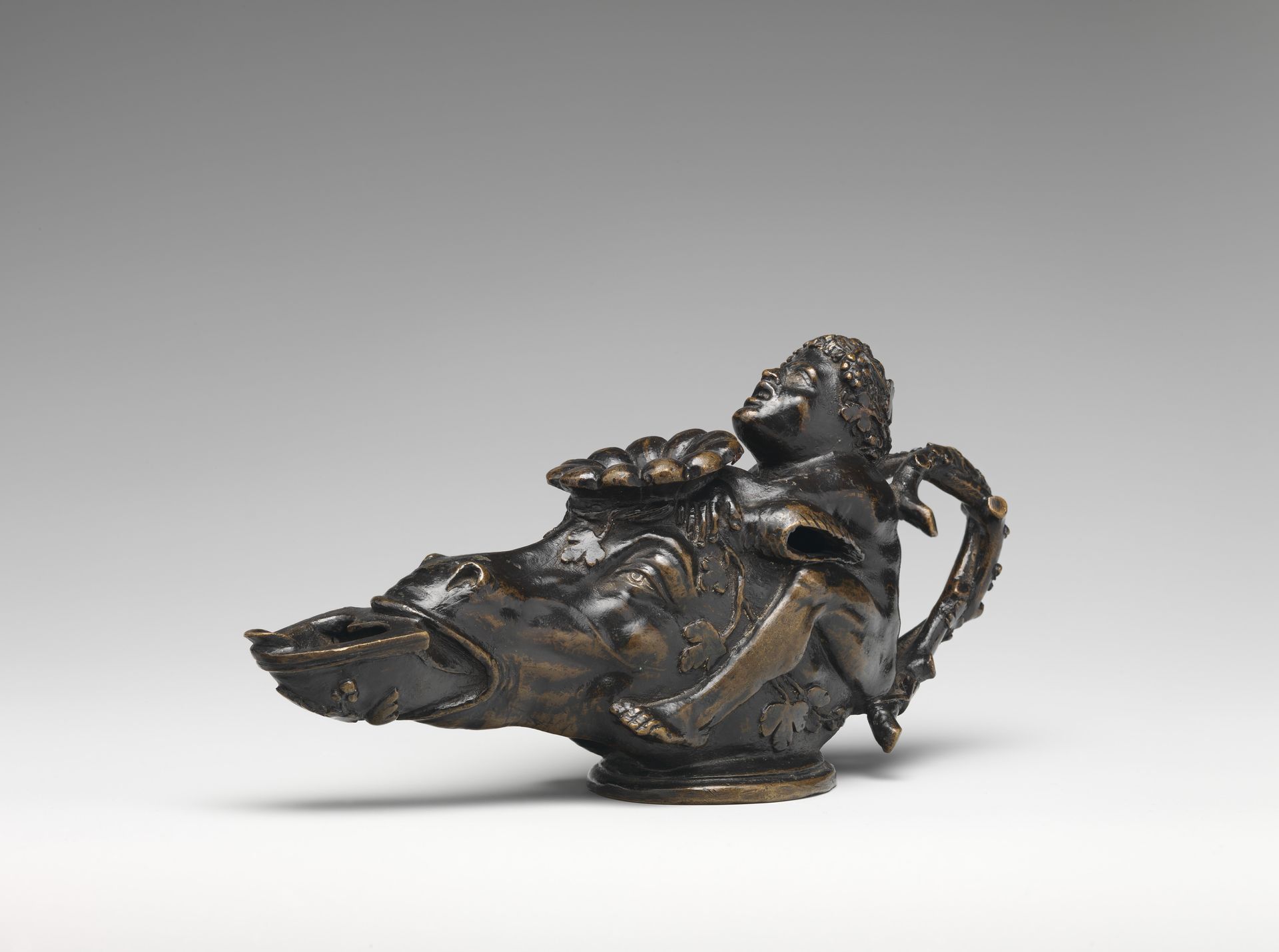 Oil lamp in the form of a dwarf on a donkey’s head by Andrea Briosco, called Riccio
