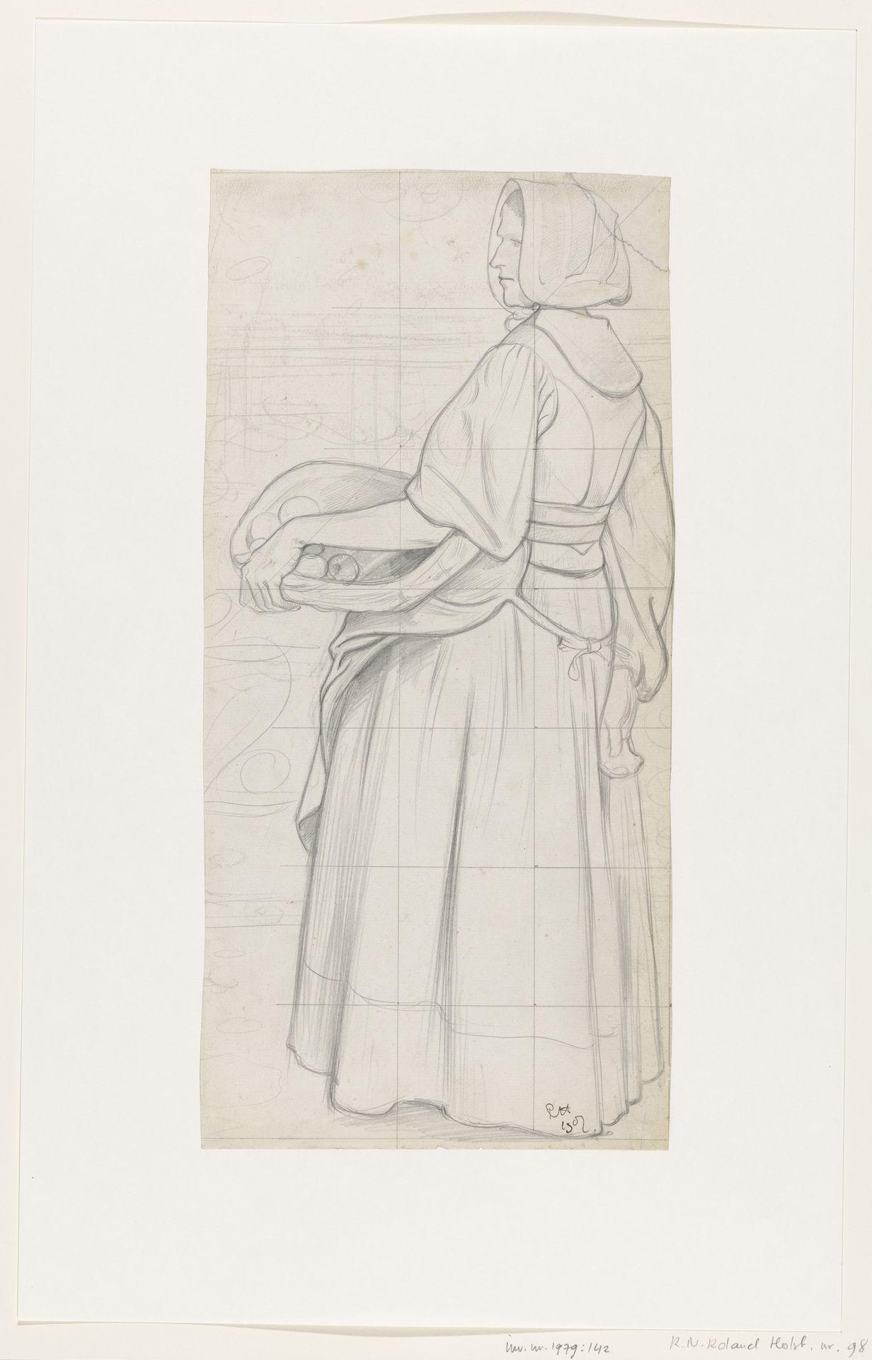 Staand Huizer meisje met fruitmand by Richard Nicolaüs Roland Holst