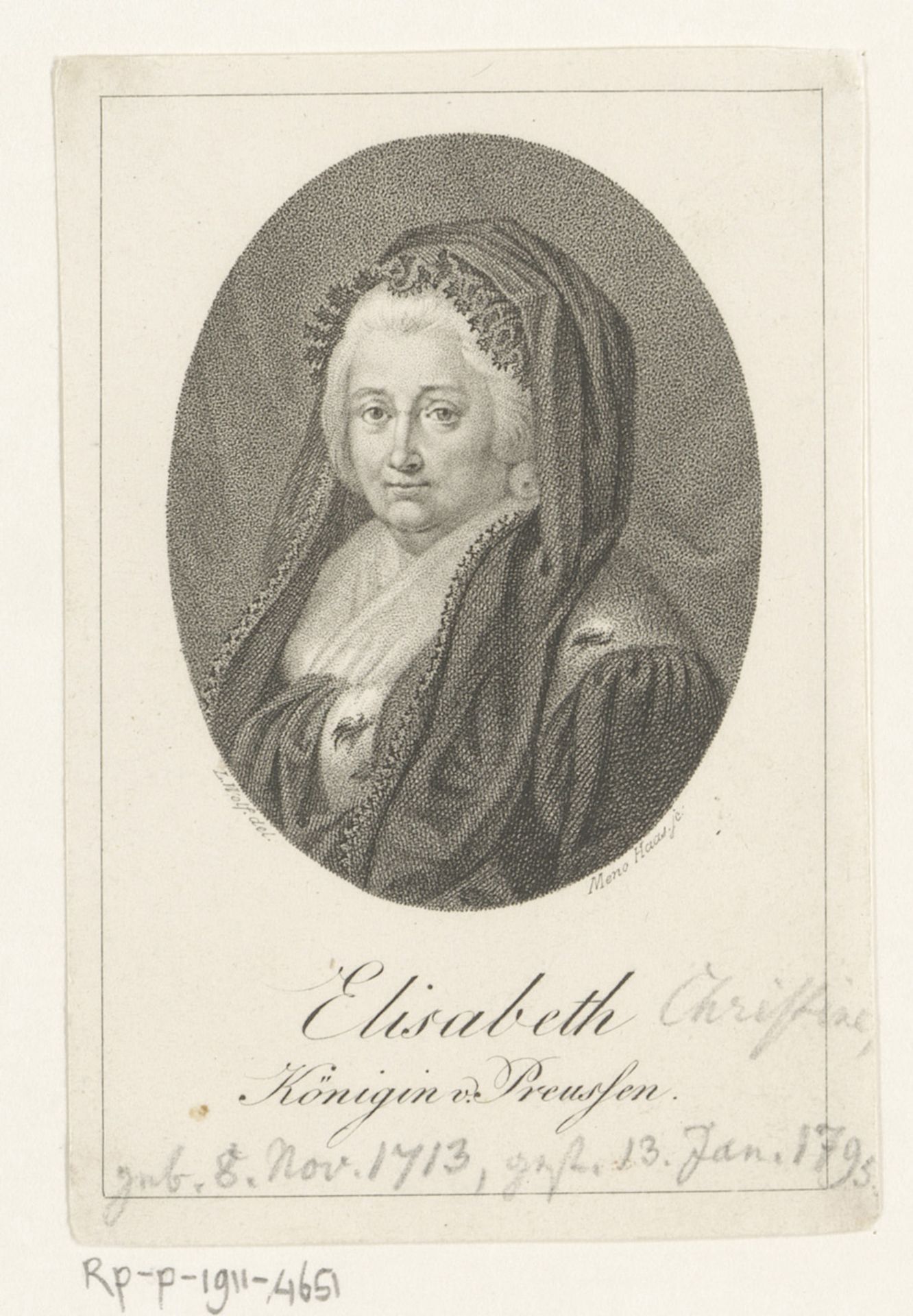 Portret van Elisabeth Christina by Meno Haas
