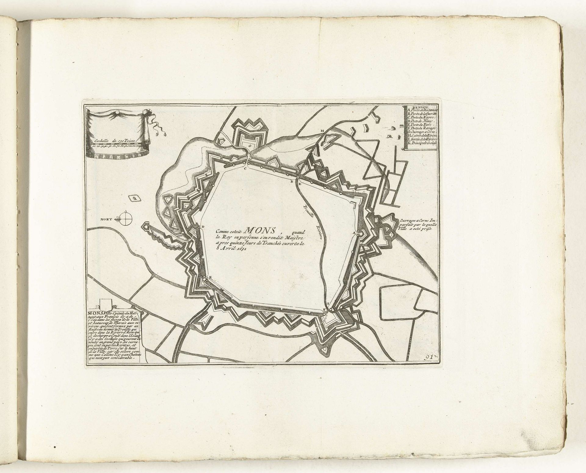 Plattegrond van Mons, ca. 1702 by Anonymous