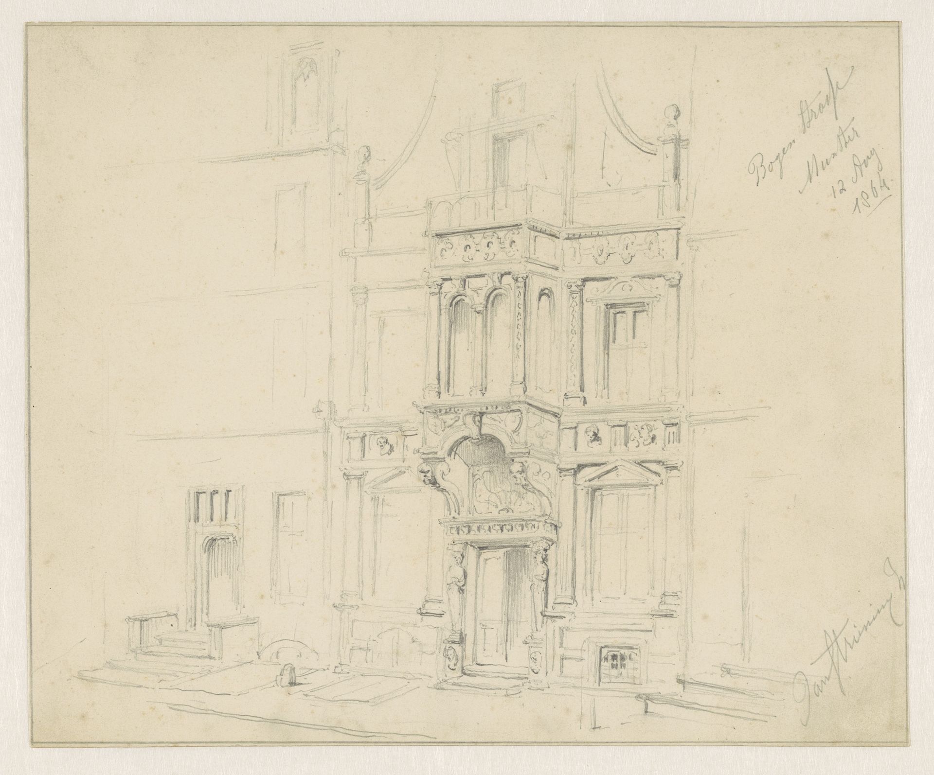 Façade met erker in de Bogenstrasze te Münster by Jan Striening