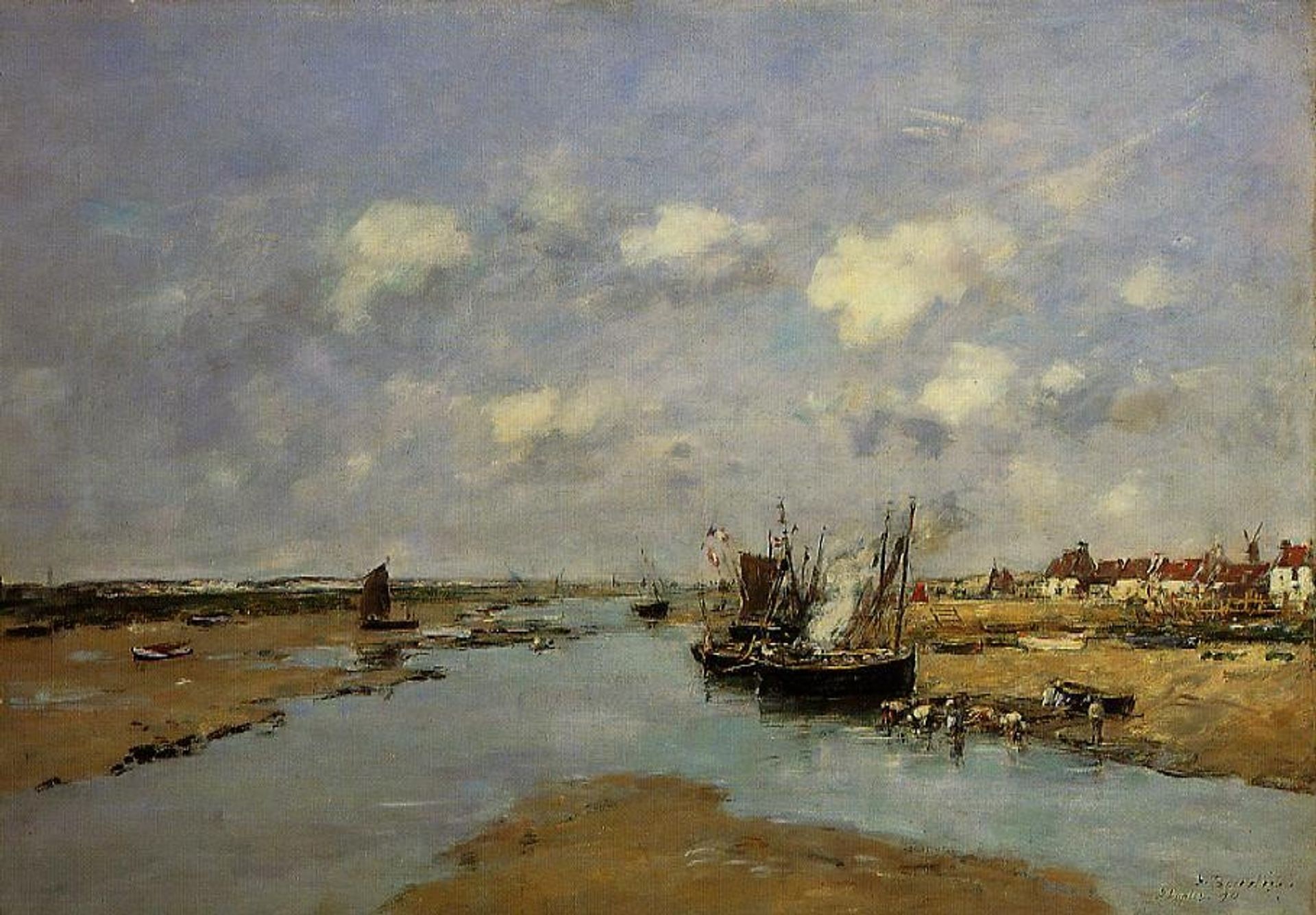 Etaples, La Canache, Low Tide by Eugène Boudin