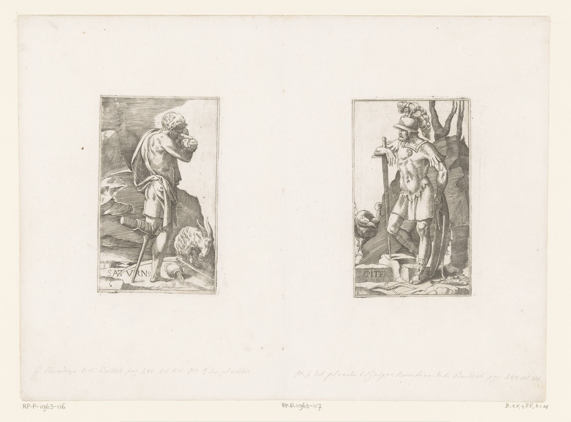 Saturnus met houten been en baby in zijn armen by Georges Reverdy