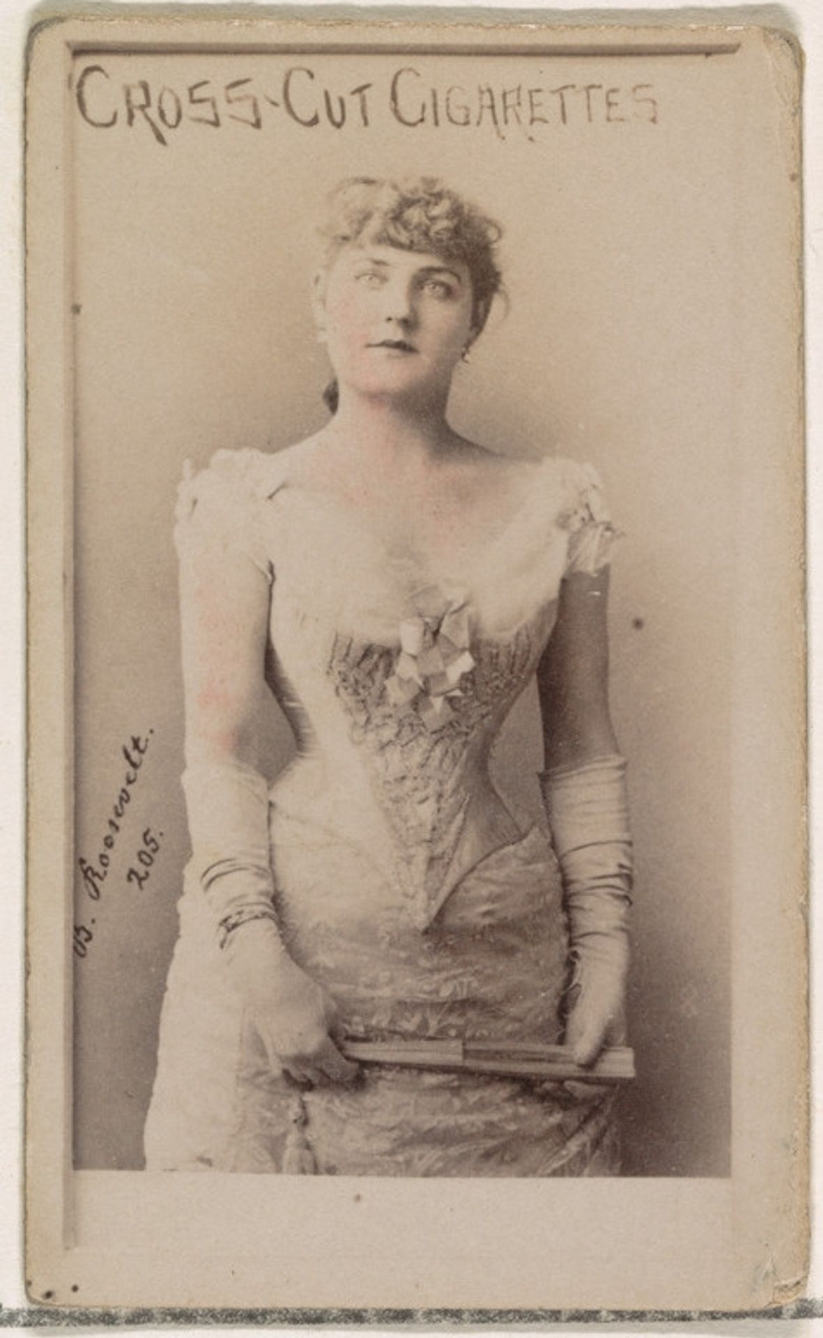 Card Number 205, Blanche Roosevelt, from the Actors and Actresses series (N145-1) issued by Duke Sons & Co. to promote Cross Cut Cigarettes by W. Duke, Sons & Co.