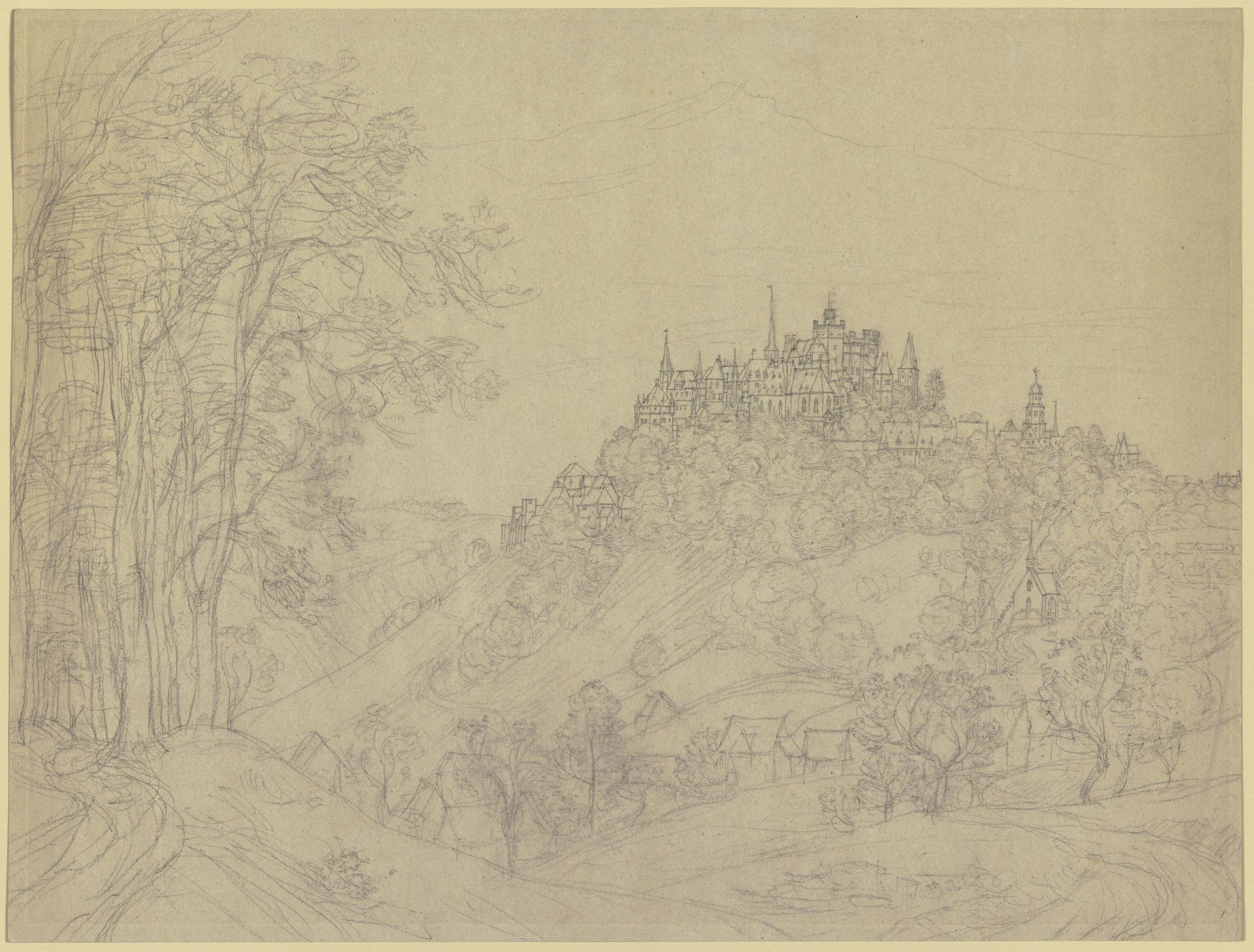 Bergfeste auf bewaldetem Gipfel by Peter Becker