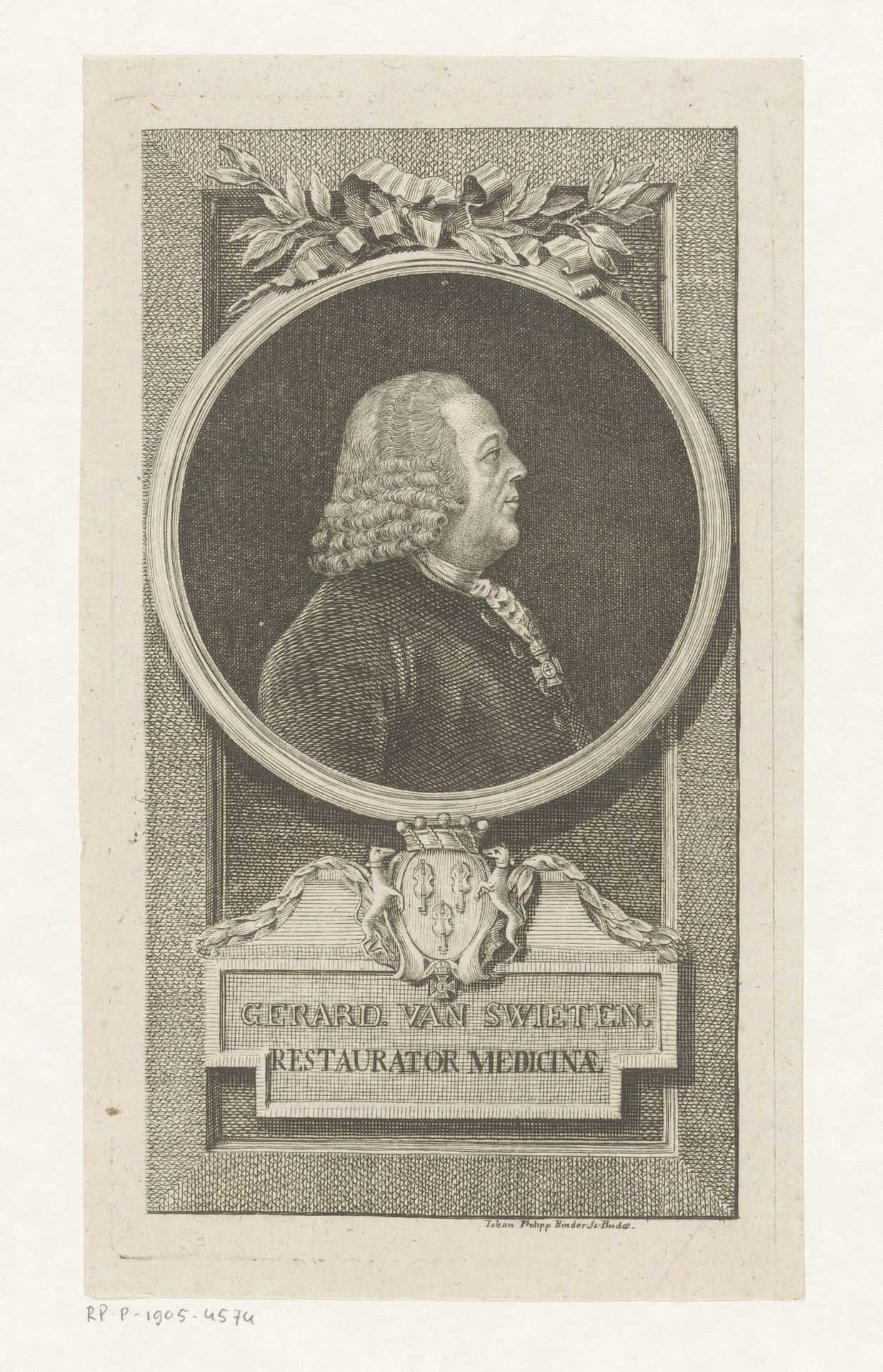 Portret van Gerard van Swieten by János Fülöp Binder