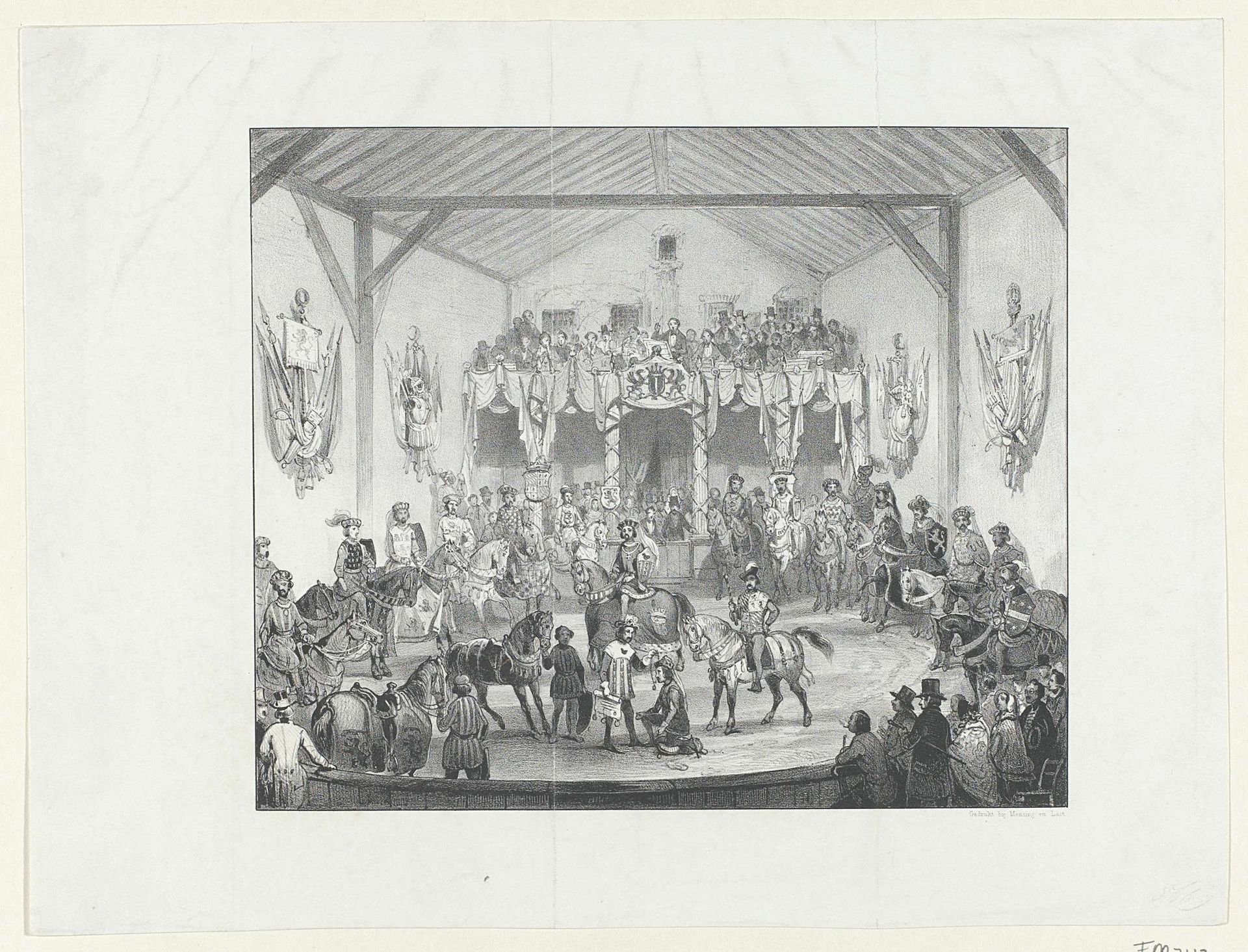 Ringtoernooi in de Manège van Dordrecht, 1846 by Carel Christiaan Antony Last