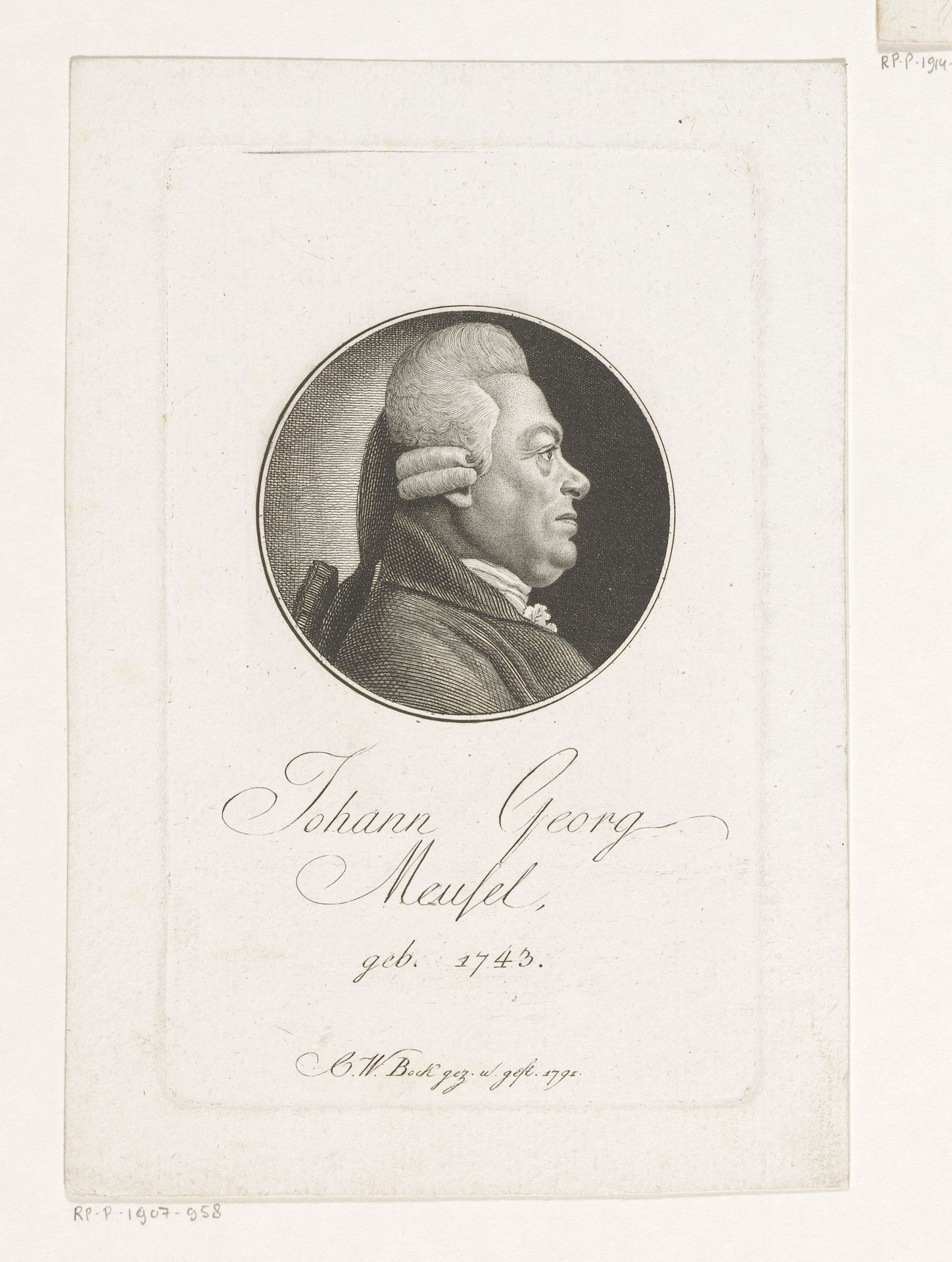 Portret van Johann Georg Meusel by Christoph-Wilhelm Bock