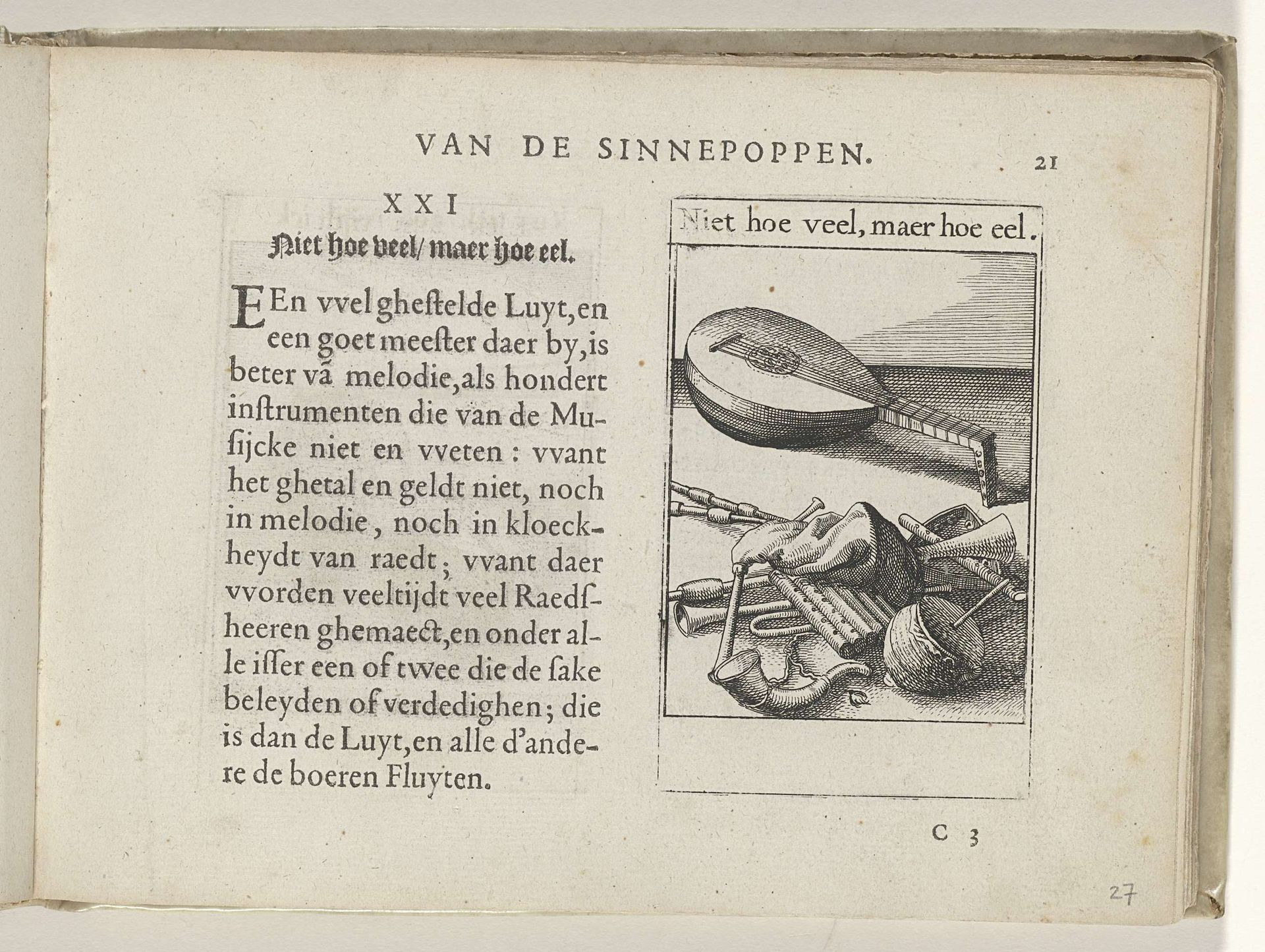 XXI Niet hoe veel, maer hoe eel by Roemer Visscher