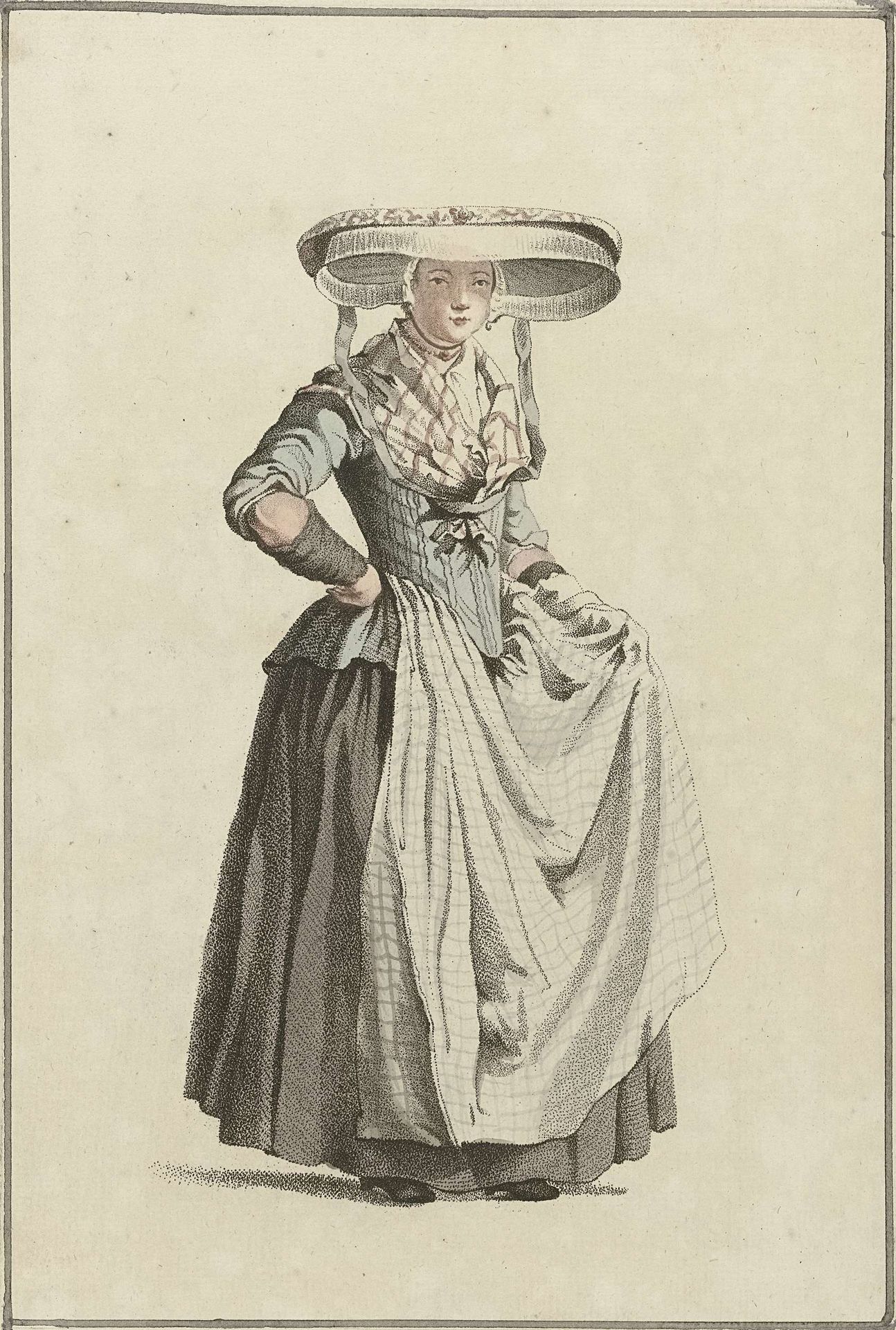 Vrouw met brede hoed by Mathias de Sallieth