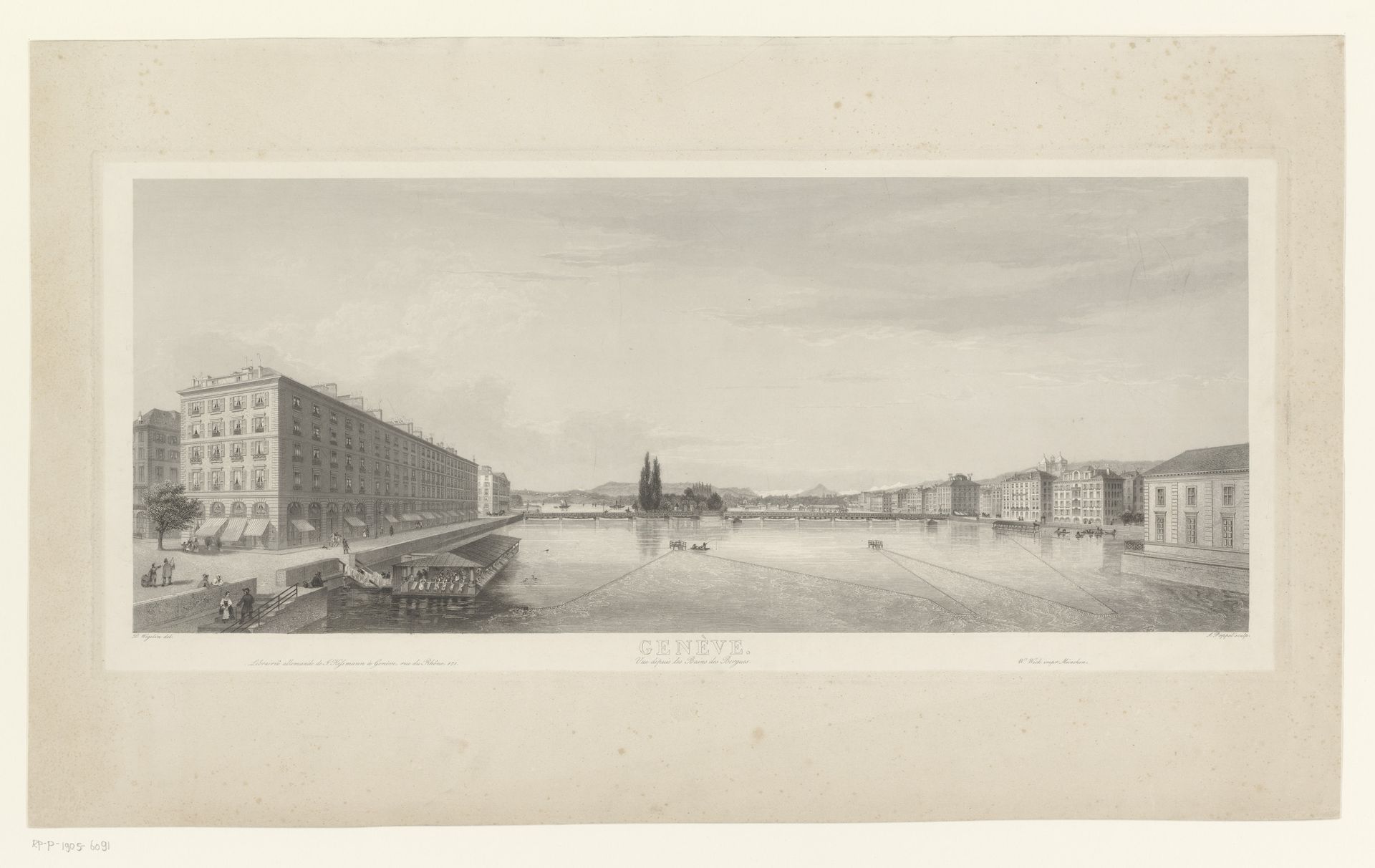 Gezicht op Genève by Johann Gabriel Friedrich Poppel