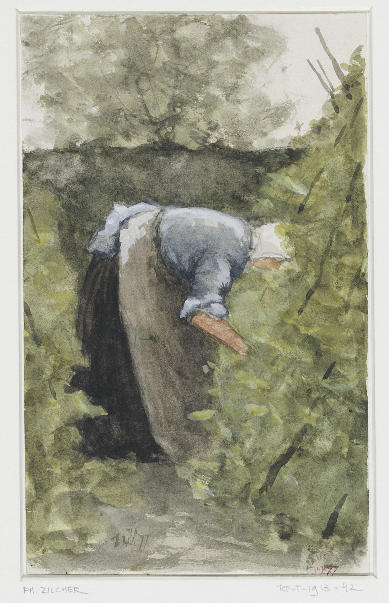Vrouw in de moestuin by Philip Zilcken
