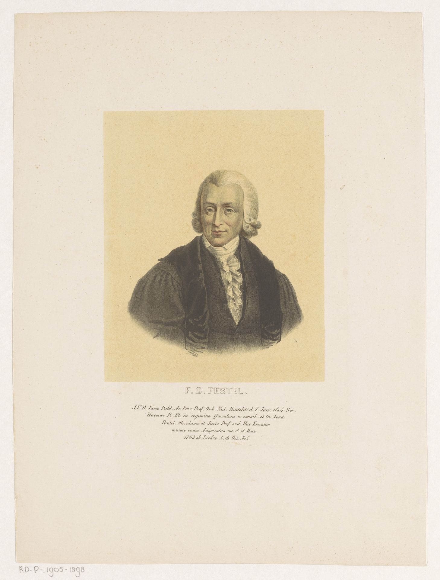 Portret van Frederik Willem Pestel by Leendert (I) Springer