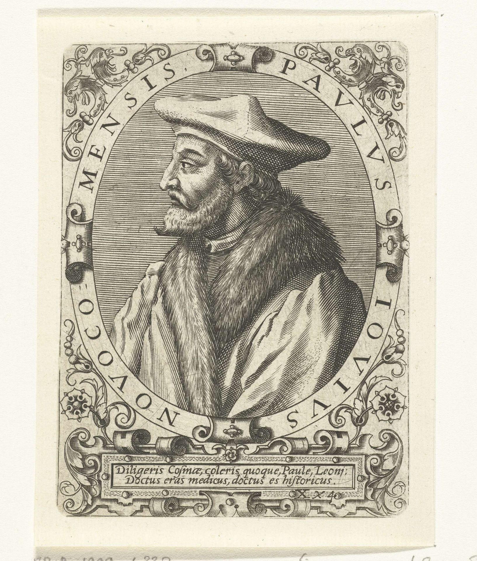 Portret van Paolo Giovio by Theodor de Bry