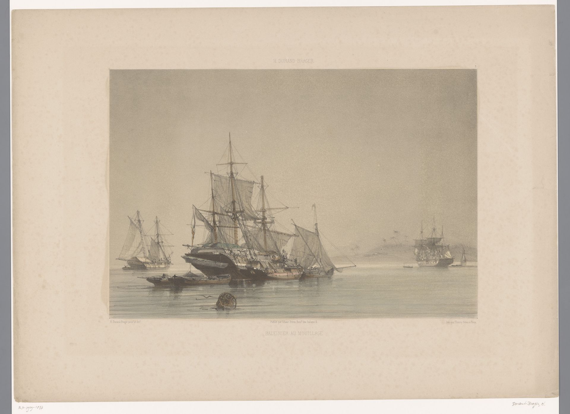 Walvisvaarder voor anker by Jean Baptiste Henri Durand-Brager