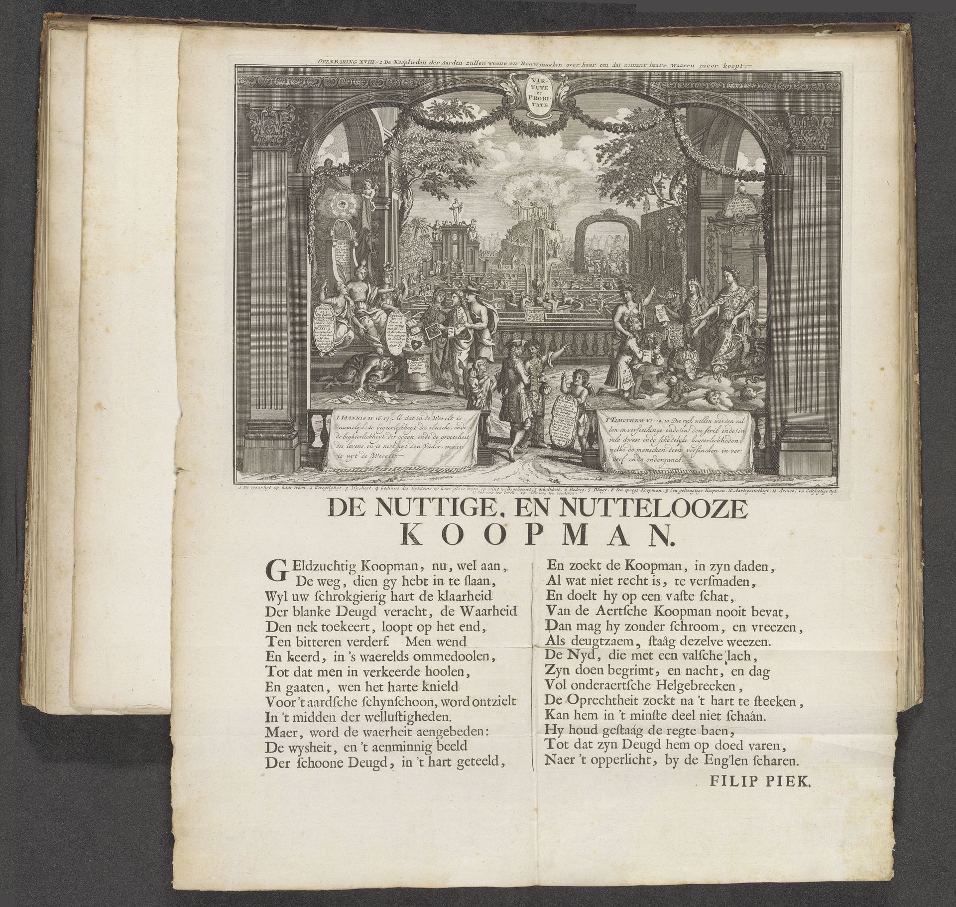 De oprechte en de geldzuchtige koopman, 1720 by Anonymous