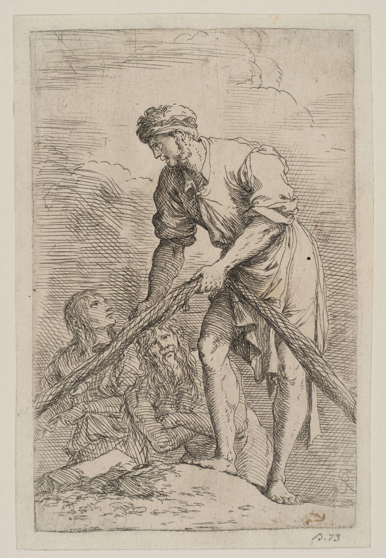 Fisherman Pulling a Rope with Two Other Figures by Salvator Rosa