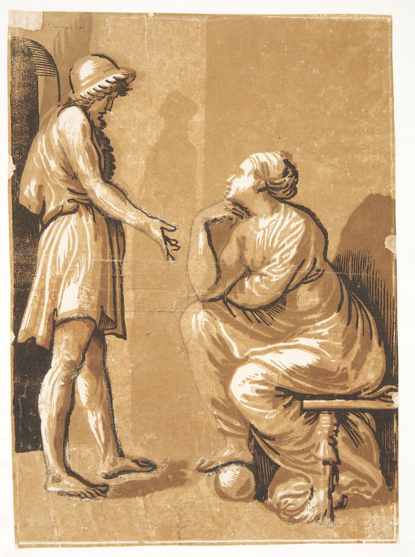 Raphael med sin elskerinde by Ugo da Carpi