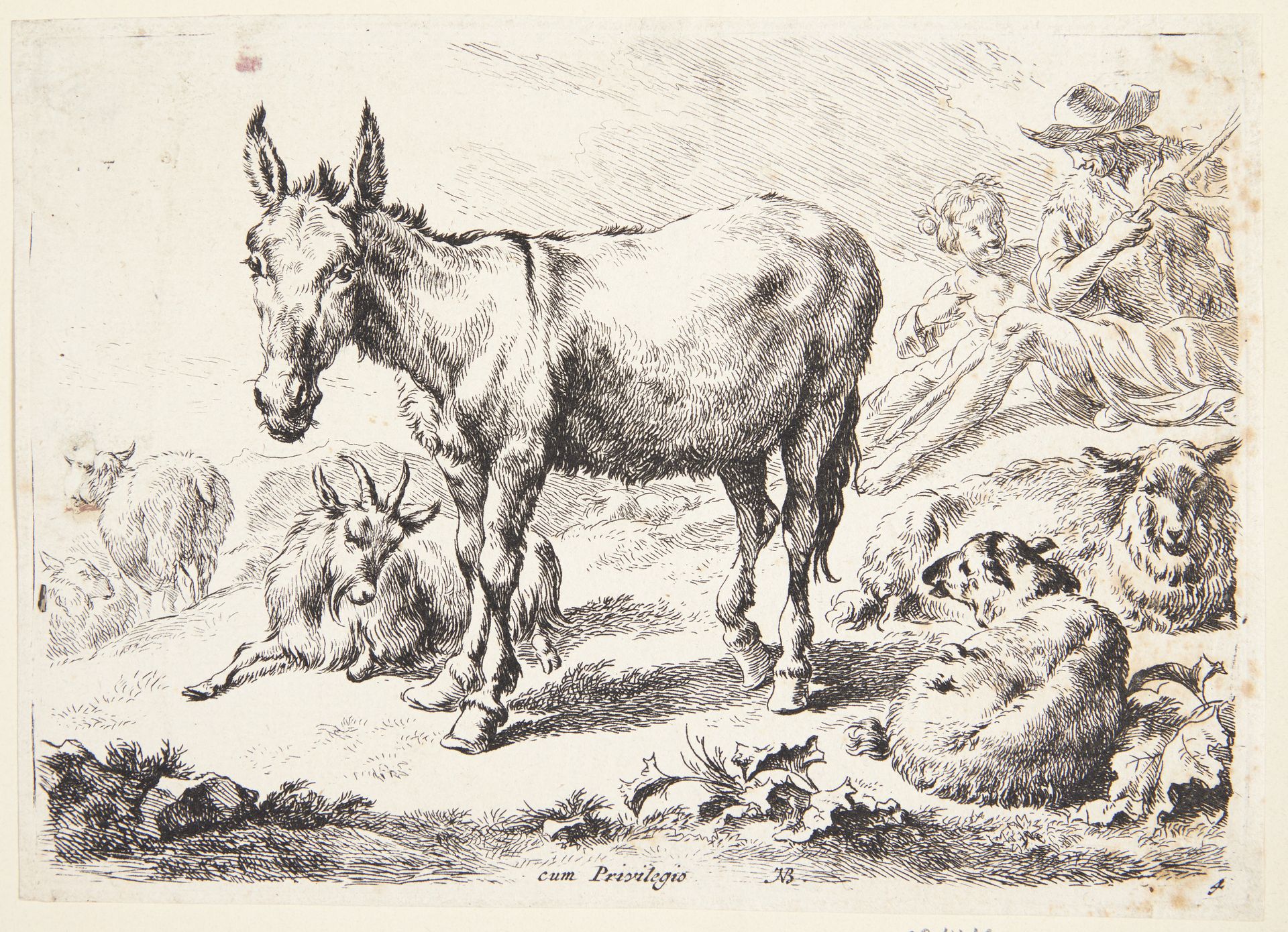 Æsel og geder by Nicolaes Berchem