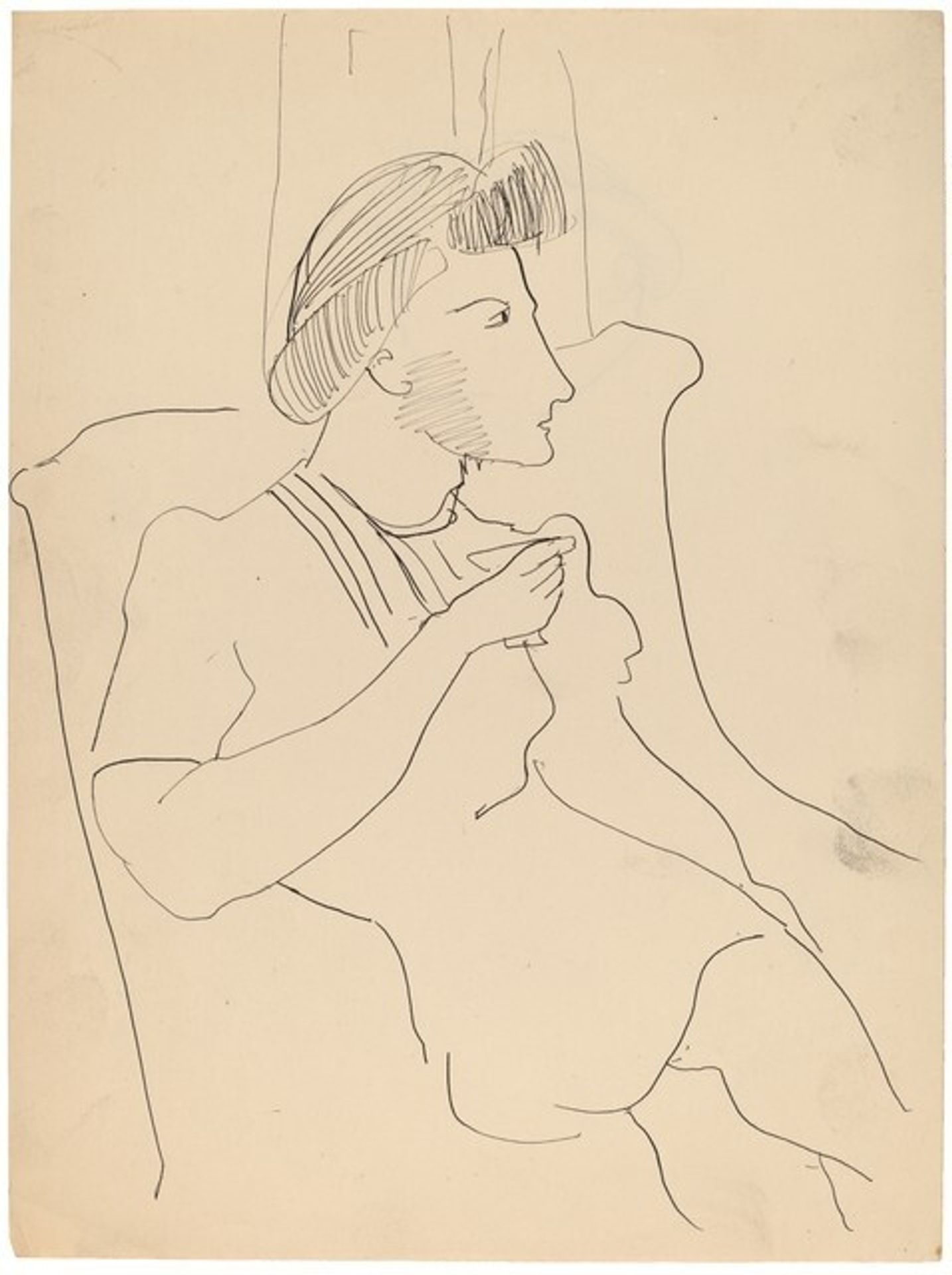 Seated Woman Holding a Glass [recto] by Mark Rothko