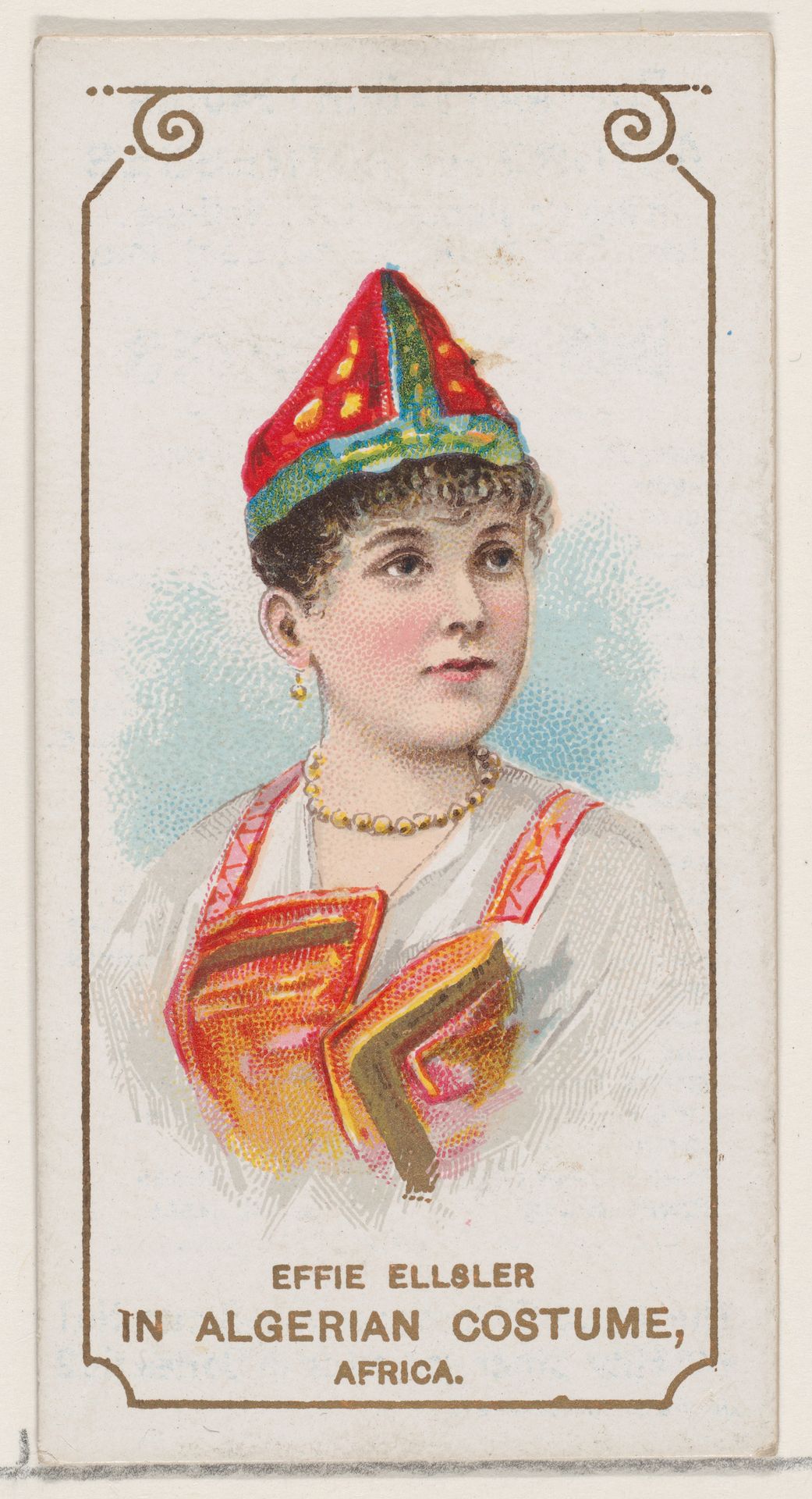 Effie Ellsler in Algerian Costume of Africa, from the set Actors and Actresses, First Series (N70) for Duke brand cigarettes by W. Duke, Sons & Co.